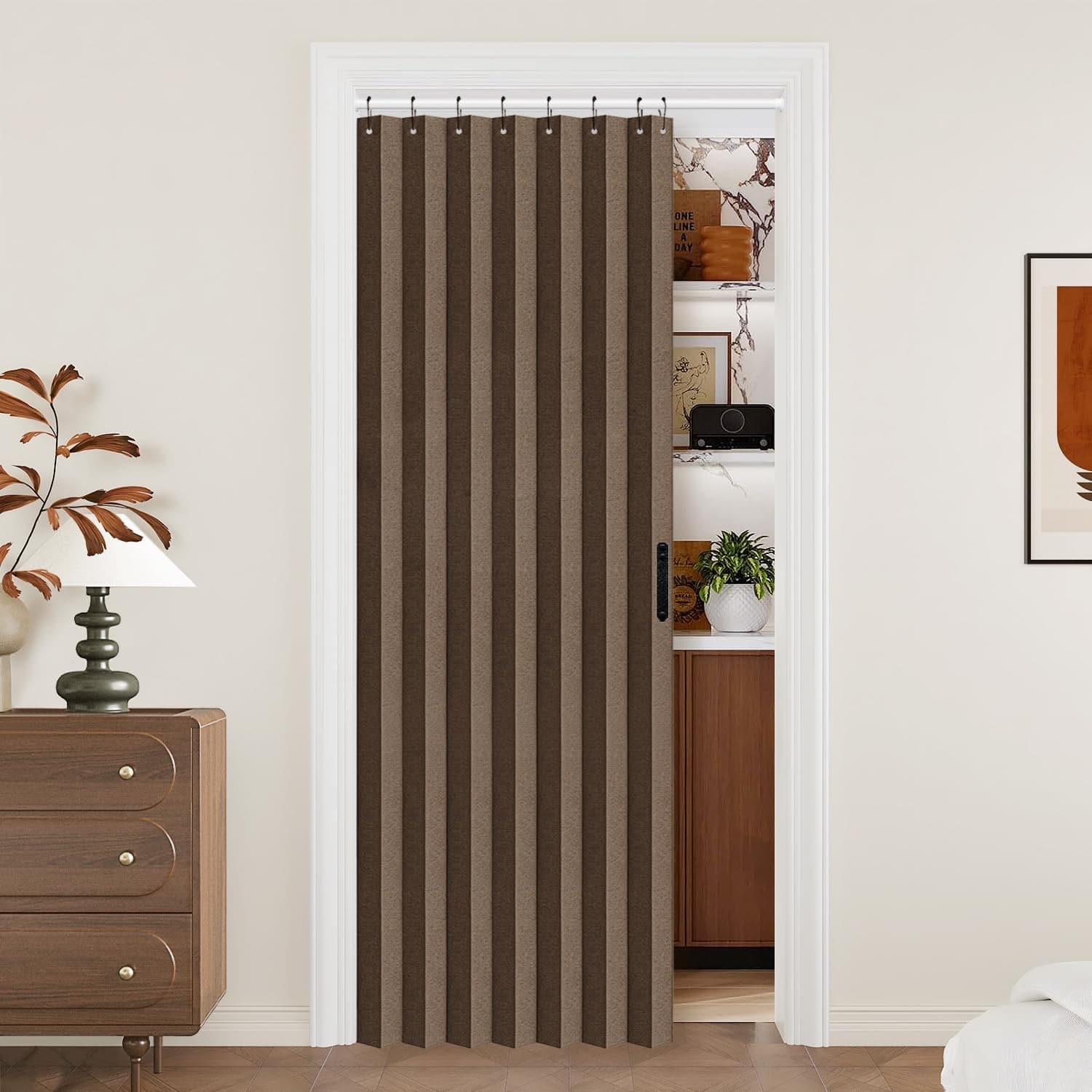 Vatge Door Curtains for Doorways - Brown Curtains for Closets Doors Privacy Room Divider for Room Separation,1 Panel with Tieback, W39 x L78, Brown