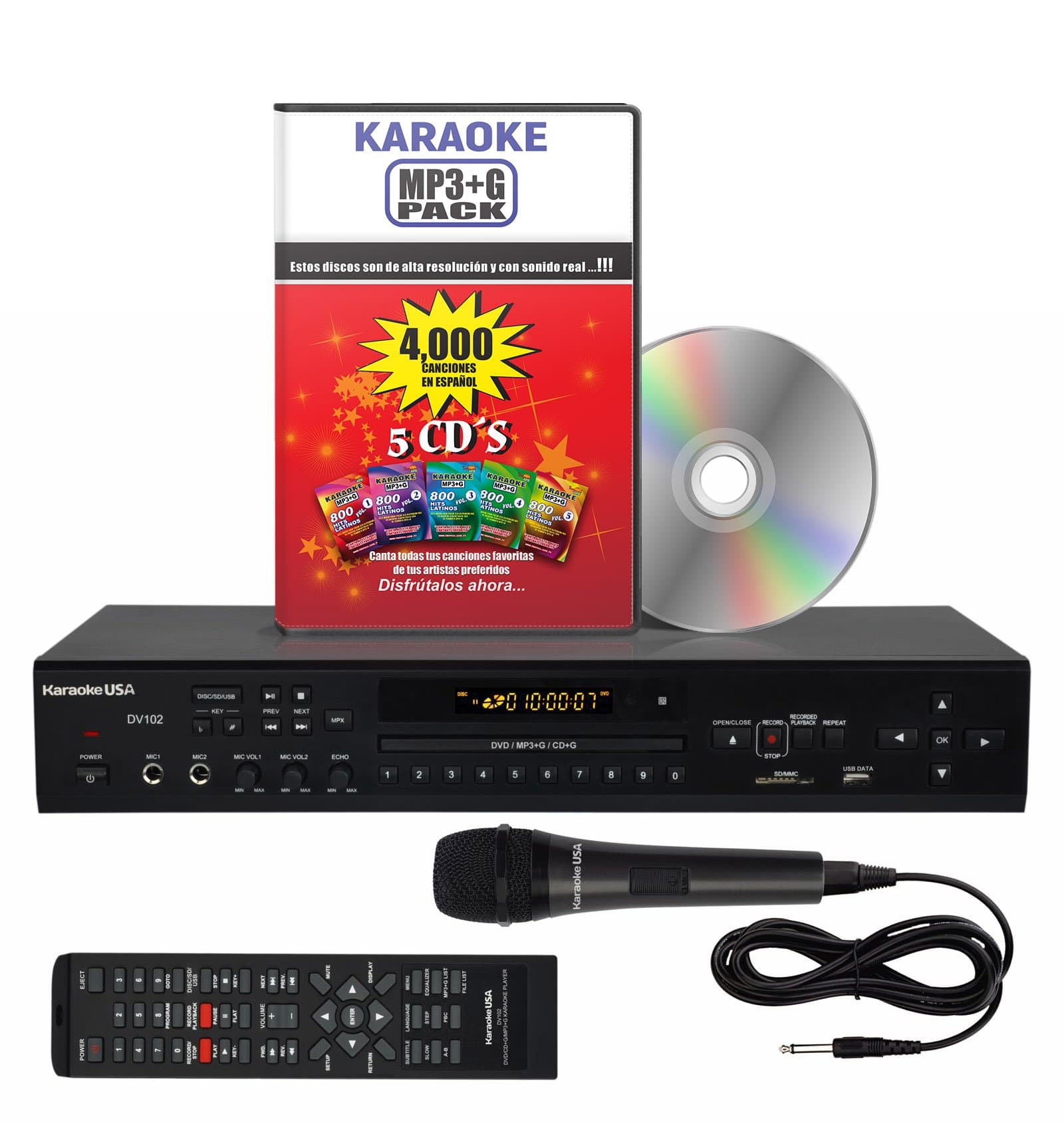 Karaoke Player SPANISH VERSION DV102 DVD/CDG/MP3G 4000 Songs