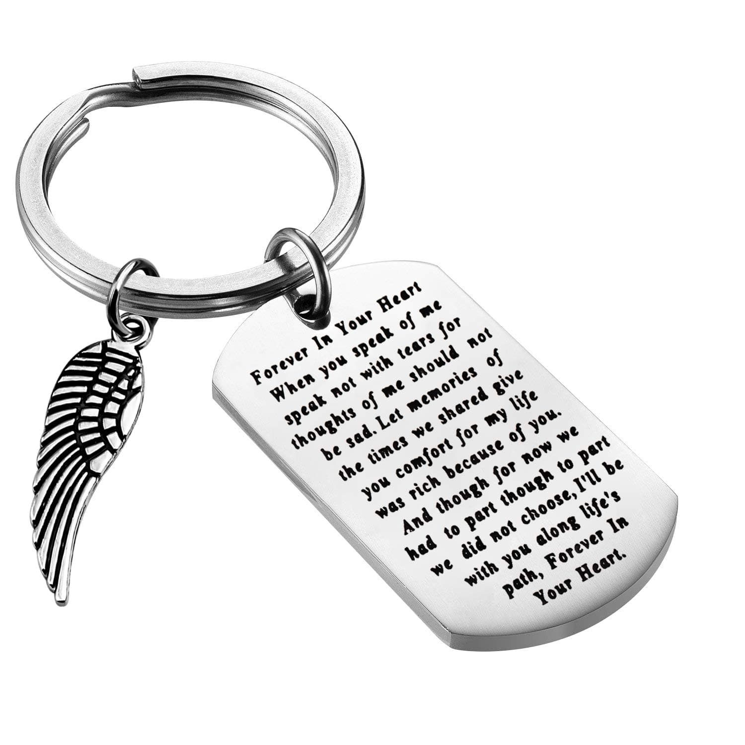 FEELMEM Memorial Jewelry Forever in Your Heart Sweet Cardinal Sympathy Poem Keychain with Angel Wings Charm in Memory of Loved One Remembrance Gift