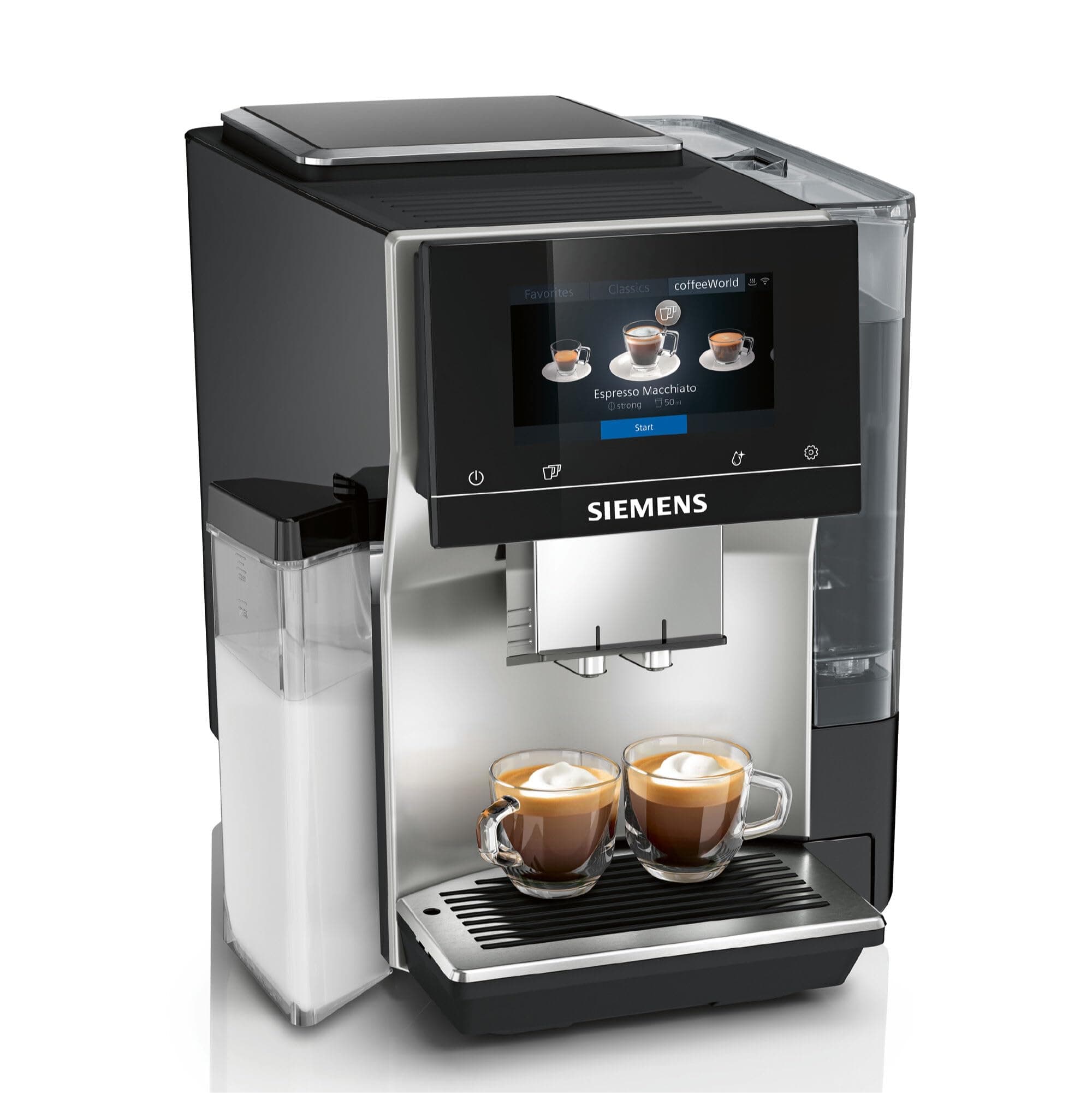 SIEMENS EQ700 Fully Automatic Bean to Cup Coffee Machine, 5" Touch Screen Display, Cold Brew/Slow Brew, Integrated Milk Container, 30+ Coffee Beverages, Home Connect, TQ713GB3