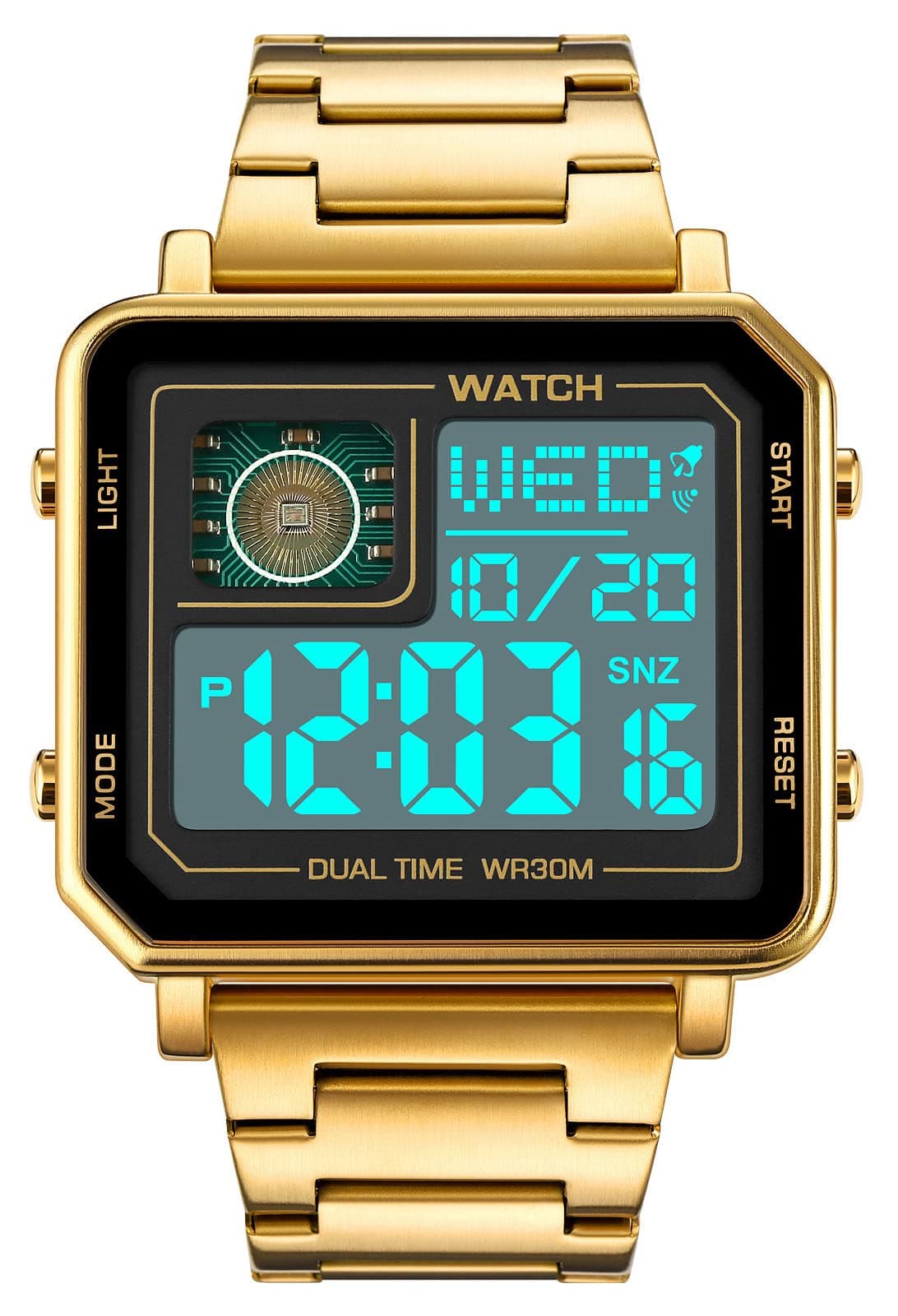 Watches for Men Fashion Trend Multifunction Outdoor Sports Watch LED Large Digital Display Chronograph Stainless Steel Square Watches