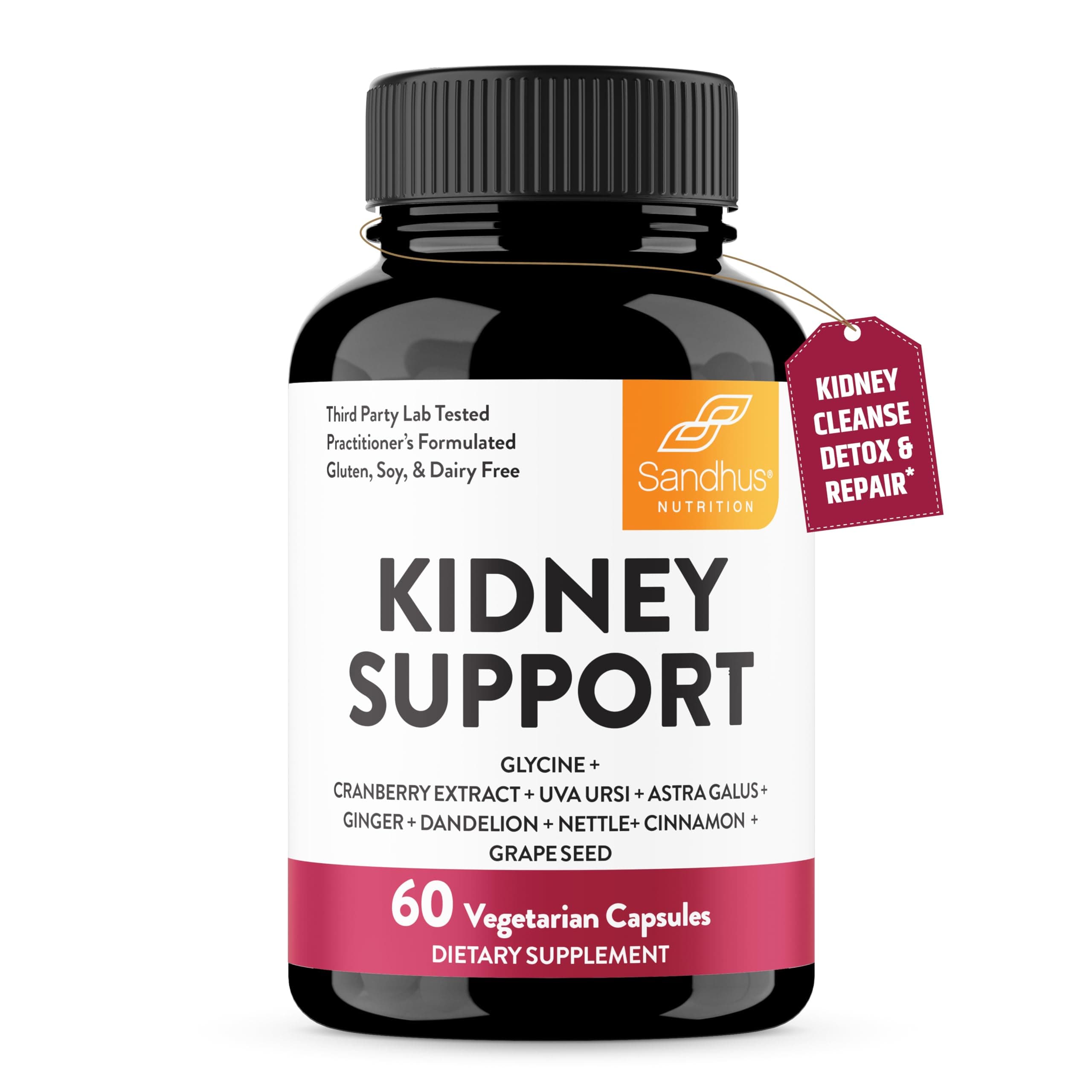 Sandhu's Kidney Cleanse Detox & Repair Support Supplement for Men and Women | with Cranberry Extract | Helps Support Kidney & Urinary Tract Health | 60 Vegetarian Capsules (Pack of 1)