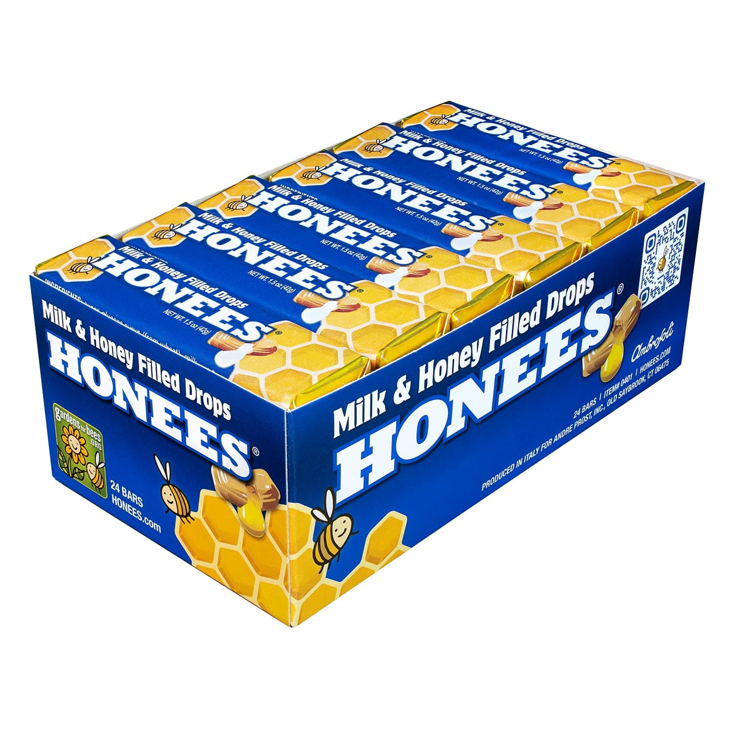 Honees Honey Filled Cough Drops, Milk & Honey- Natural Cough Drops- Sore Throat Relief - Nothing Artificial -Throat Lozenges, Natural Cough Suppressant- Non-GMO (24 Pack, 216 Drops)