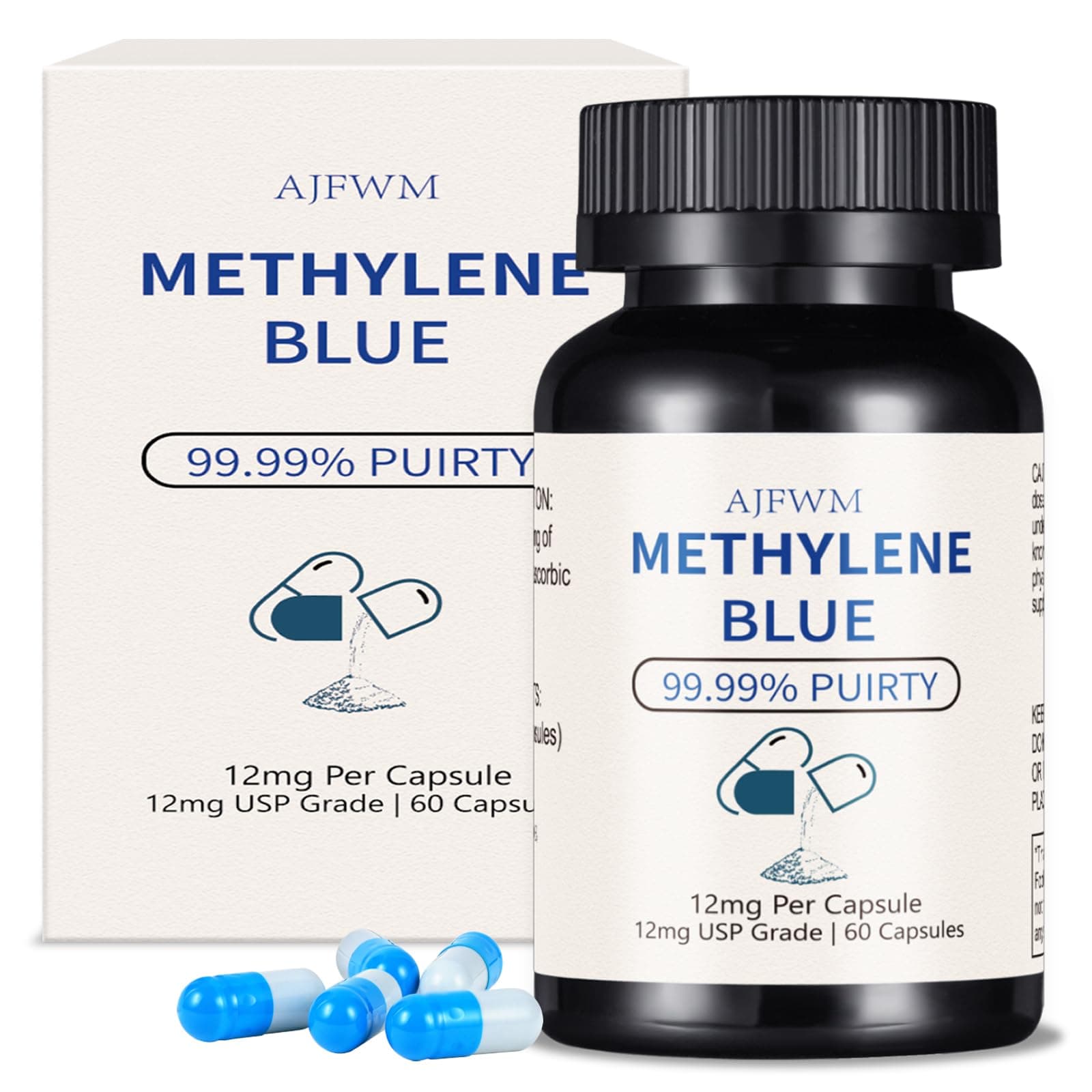 Methylene Blue Pharmaceutical Grade Supplement with 60 Capsule, Third-Party Tested Includes Nano Liquid Gold, Methylene Blue USP Grade, No Formaldehyde