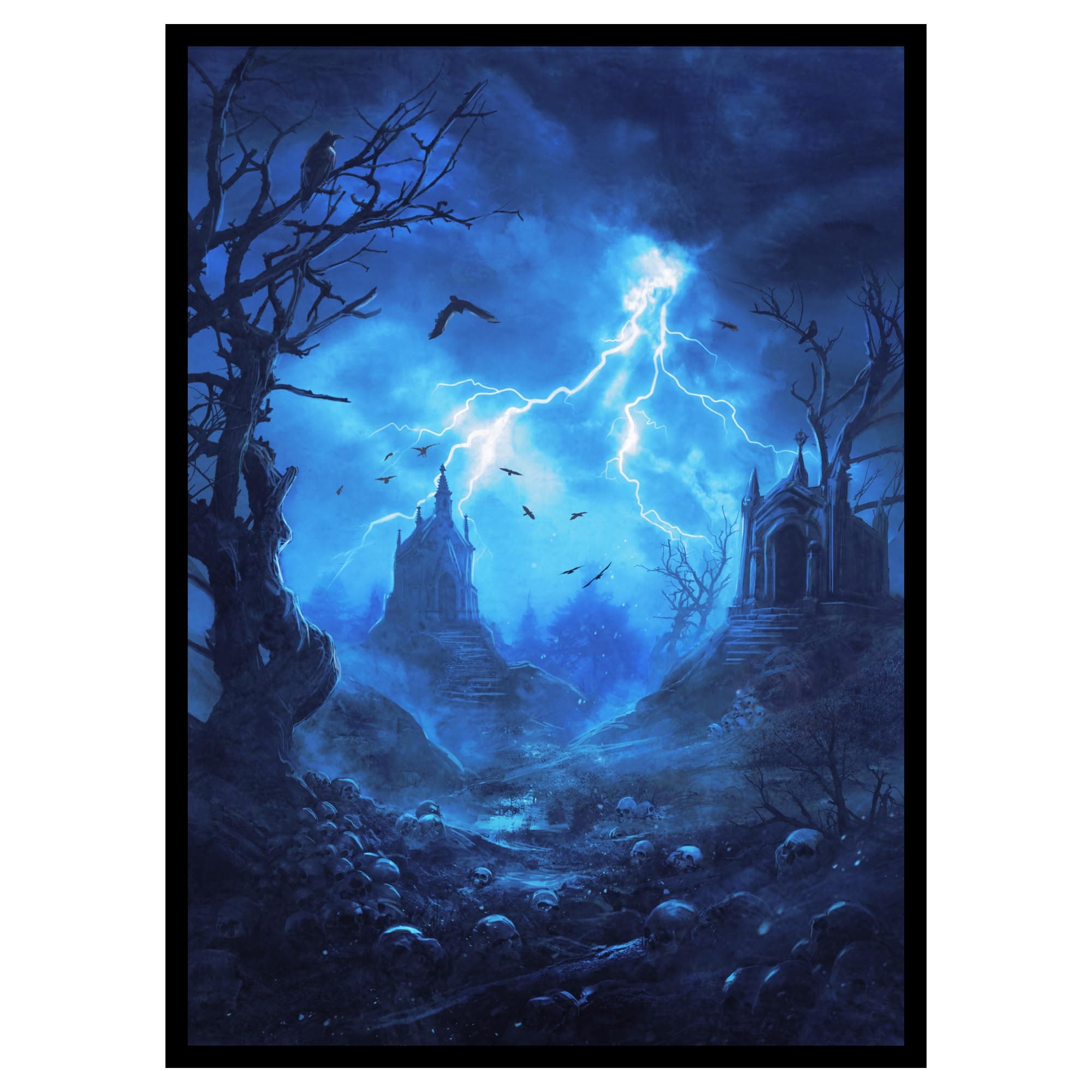 – 100ct Textured Matte TCG/MTG Card Art Sleeves (Blue/Black Graveyard)