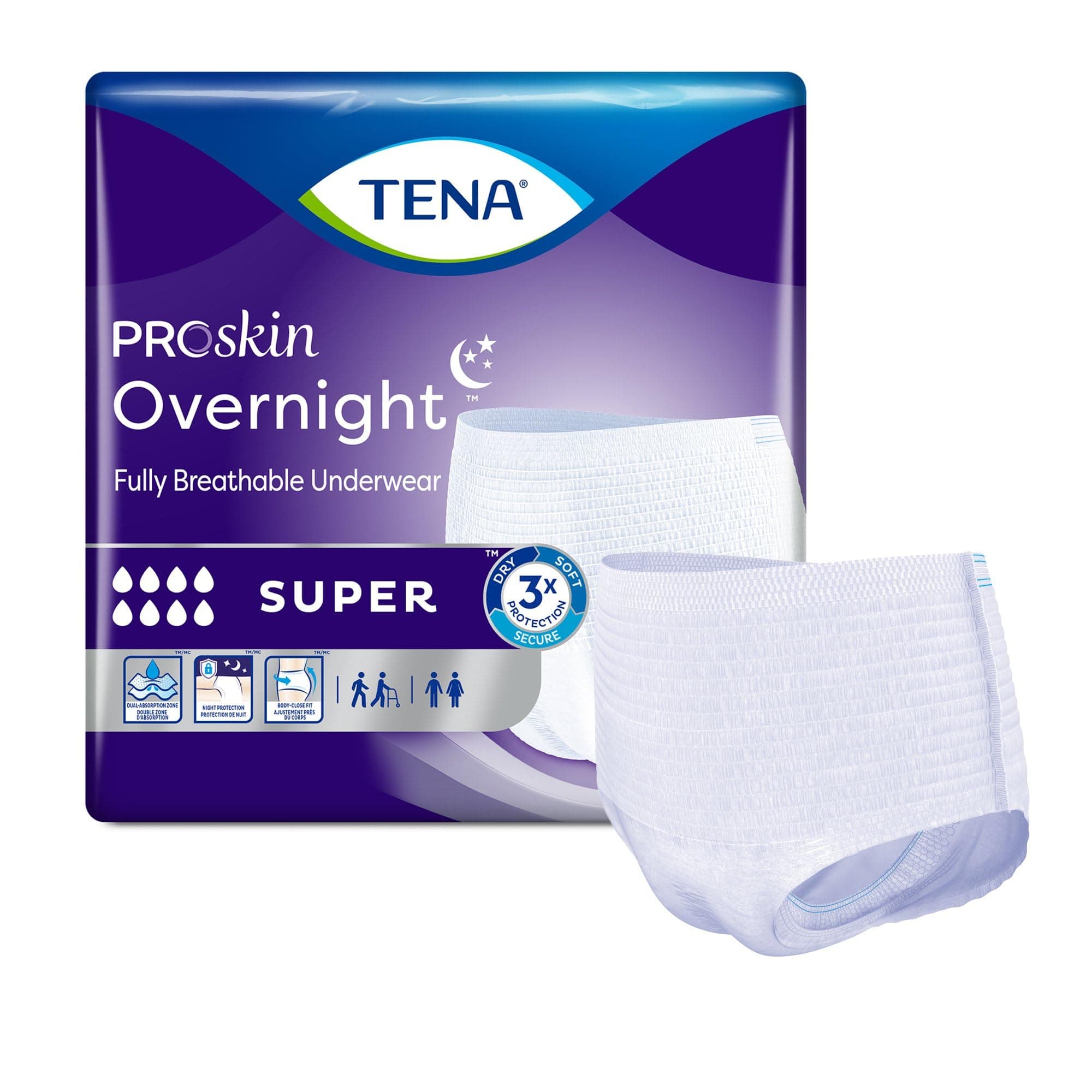 ProSkin Overnight Super Disposable Underwear Pull On with Tear Away Seams Large, 72325, 56 Ct