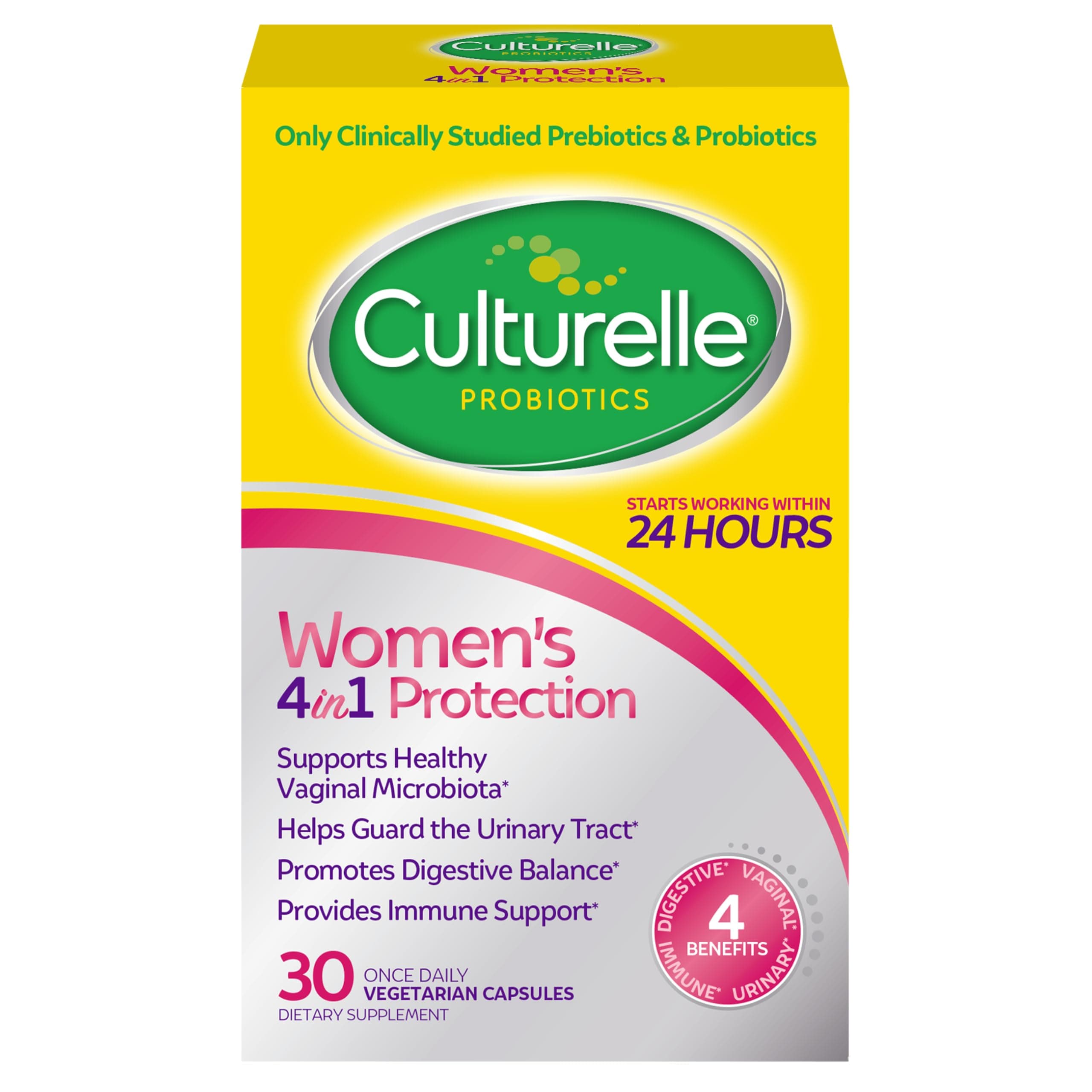 Culturelle® Natural Flora – Daily Probiotic Supplement - 30 Vegetarian Capsules - 10 Billion Live Bacterial Cultures - Lactobacillus rhamnosus GG Strain - Gluten Free
