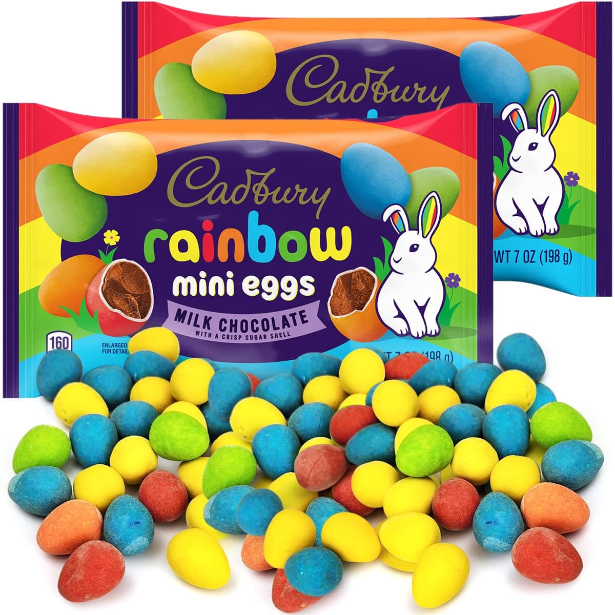 Mini Eggs Milk Chocolate – Pack of 2 Rainbow Delicious Chocolate Eggs with Rainbow Coating for Stocking Stuffers, Easter Basket