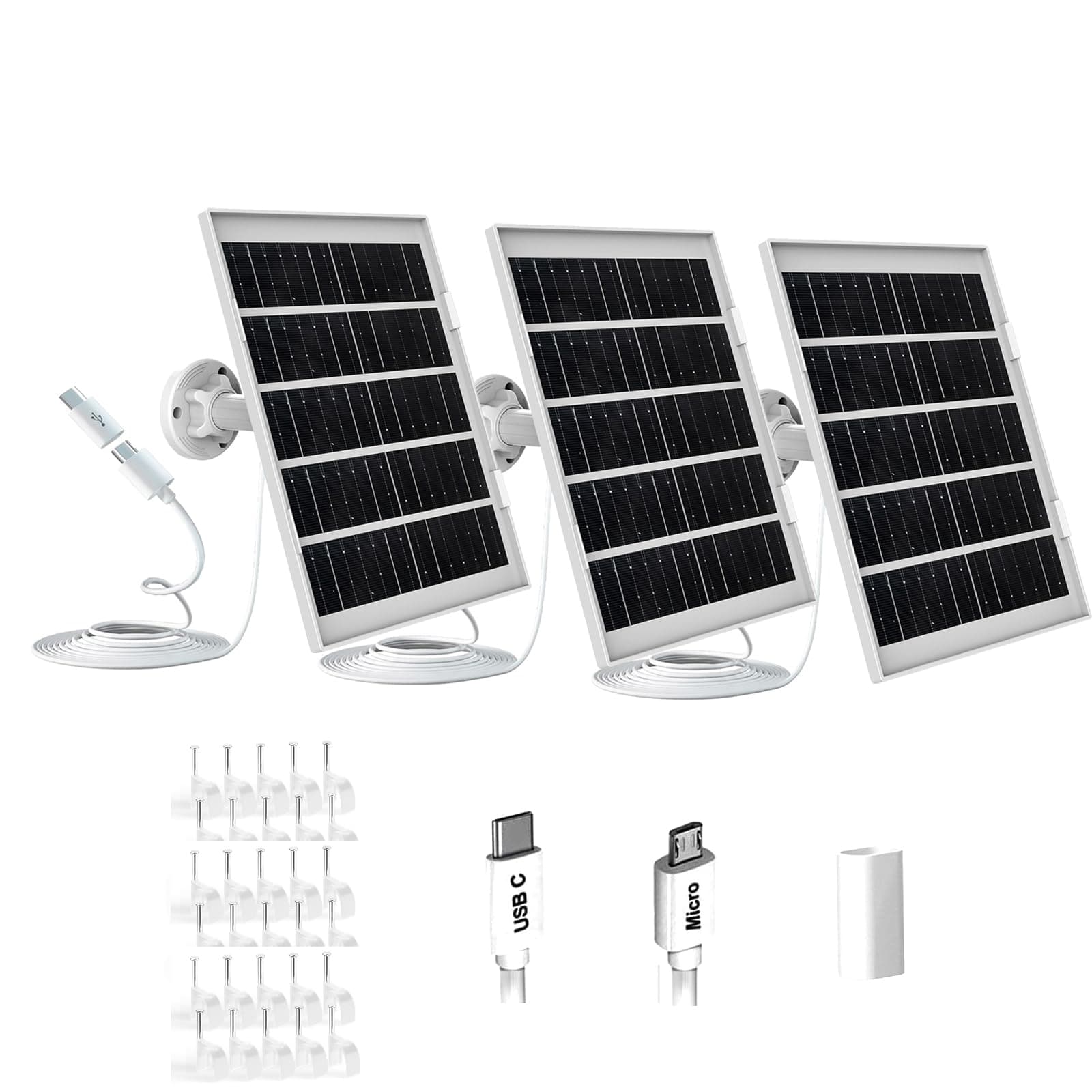 7W Solar Panel for Eufy Camera Compatible with Eufycam 2C/2C Pro/2/2 Pro/E20/E40/E, USB Solar Panel with USB-C Port Outdoor Camera, 9.8ft Cable with 360° Adjustable Bracket