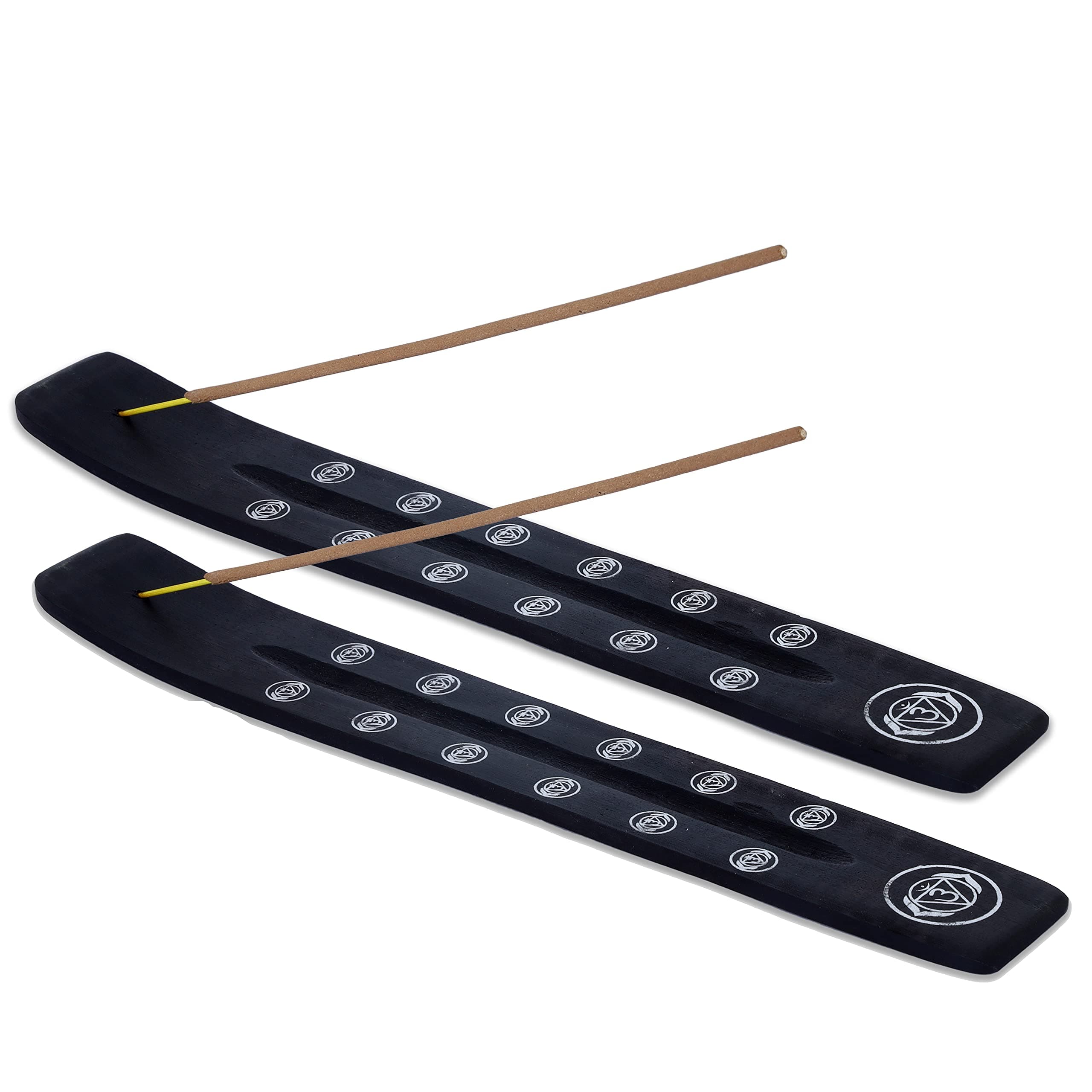 Bless-International Traditional-Handmade-Burner Wooden-Incense-Stick-Holder Ash-Catcher-Stand For-Aromatherapy-Meditation-Yoga (Black Strength) Pack of 2