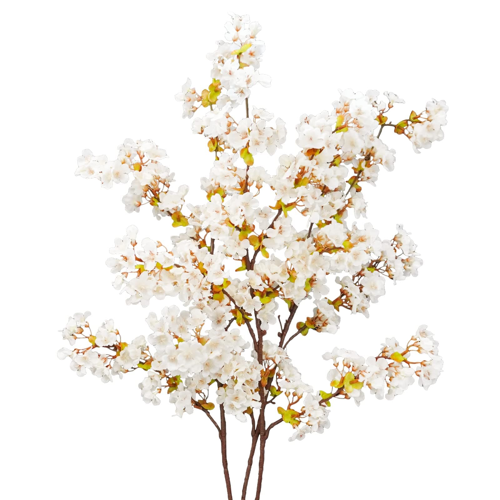 Uieke Silk White Cherry Blossom Branches, 39.3in Artificial Cherry Blossom Stems, Fake Plum Blossom Flowers Arrangement for Wedding Home Decor, Set of 8