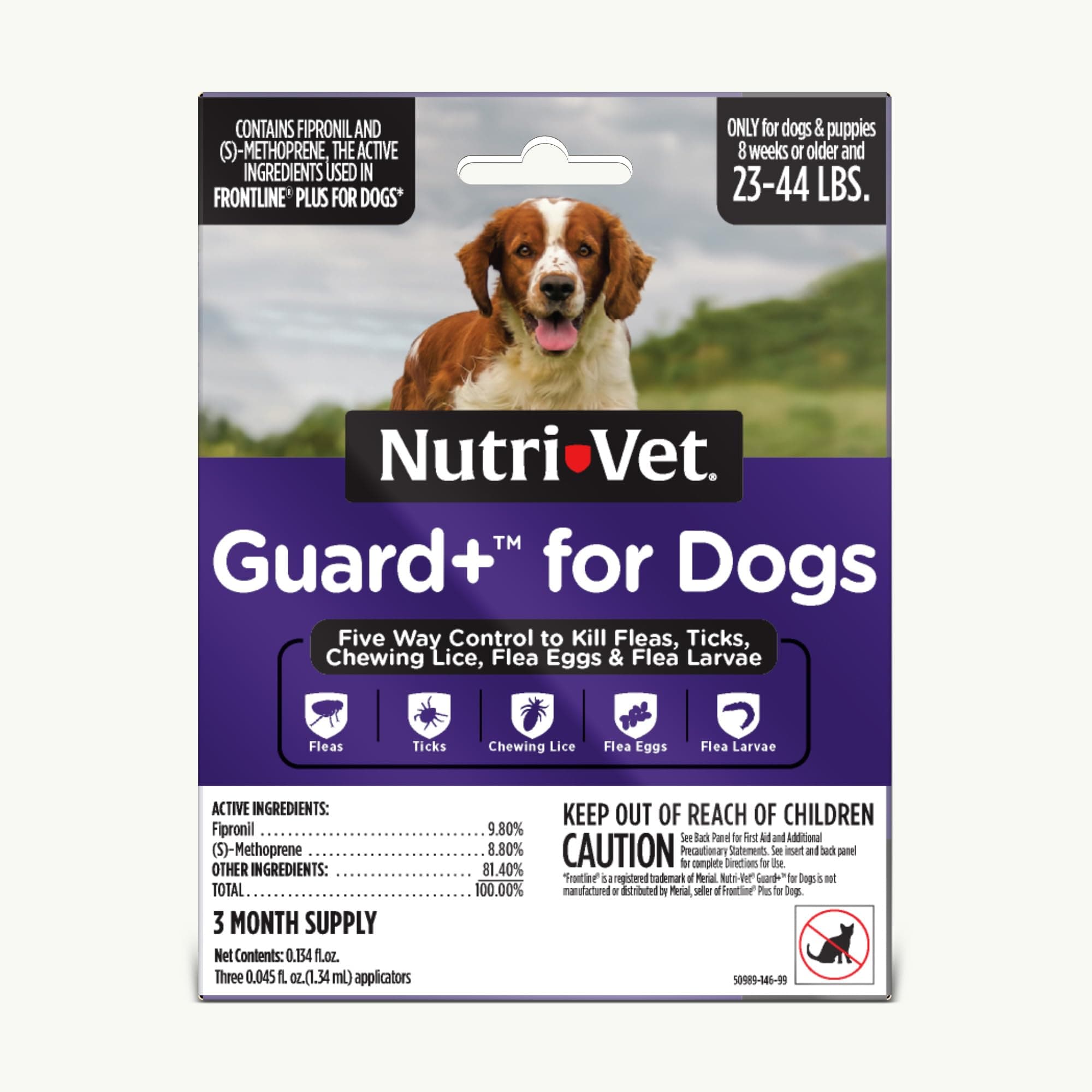 Guard+ for Dogs - Flea & Tick Prevention Treatment for Dogs 23-44 lbs. - Waterproof Topical- 90 Days of Protection - 3 Monthly Doses