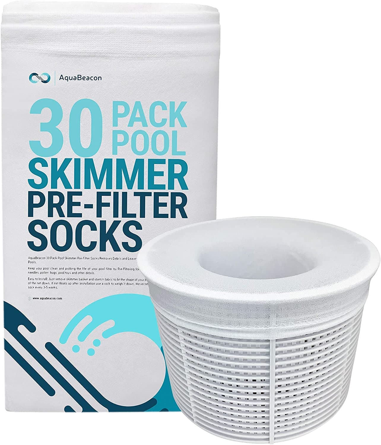 Premium 30-Pack Original Longer Lasting Pool Skimmer Socks Ultrafine Mesh Perfect Pool & Spa Savers for Filters, Baskets, and Skimmers