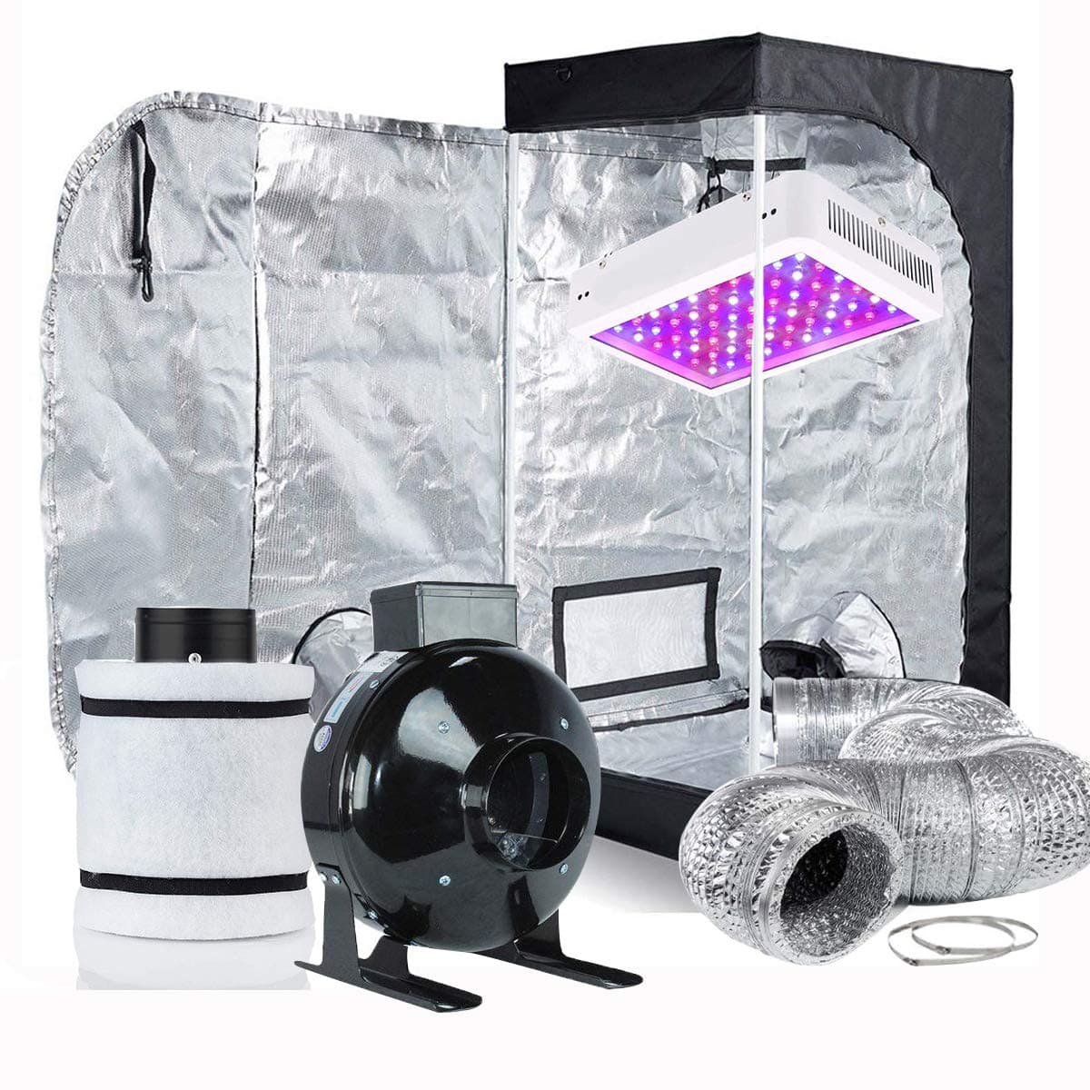 Grow Tents Grow Light Complete Kits / 300W LED Grow Lights+4 Inch Grow Tents Fan and Filter Ventilation Kits (32X32X63 INCH) Indoor Grow Tent System for Indoor Plants