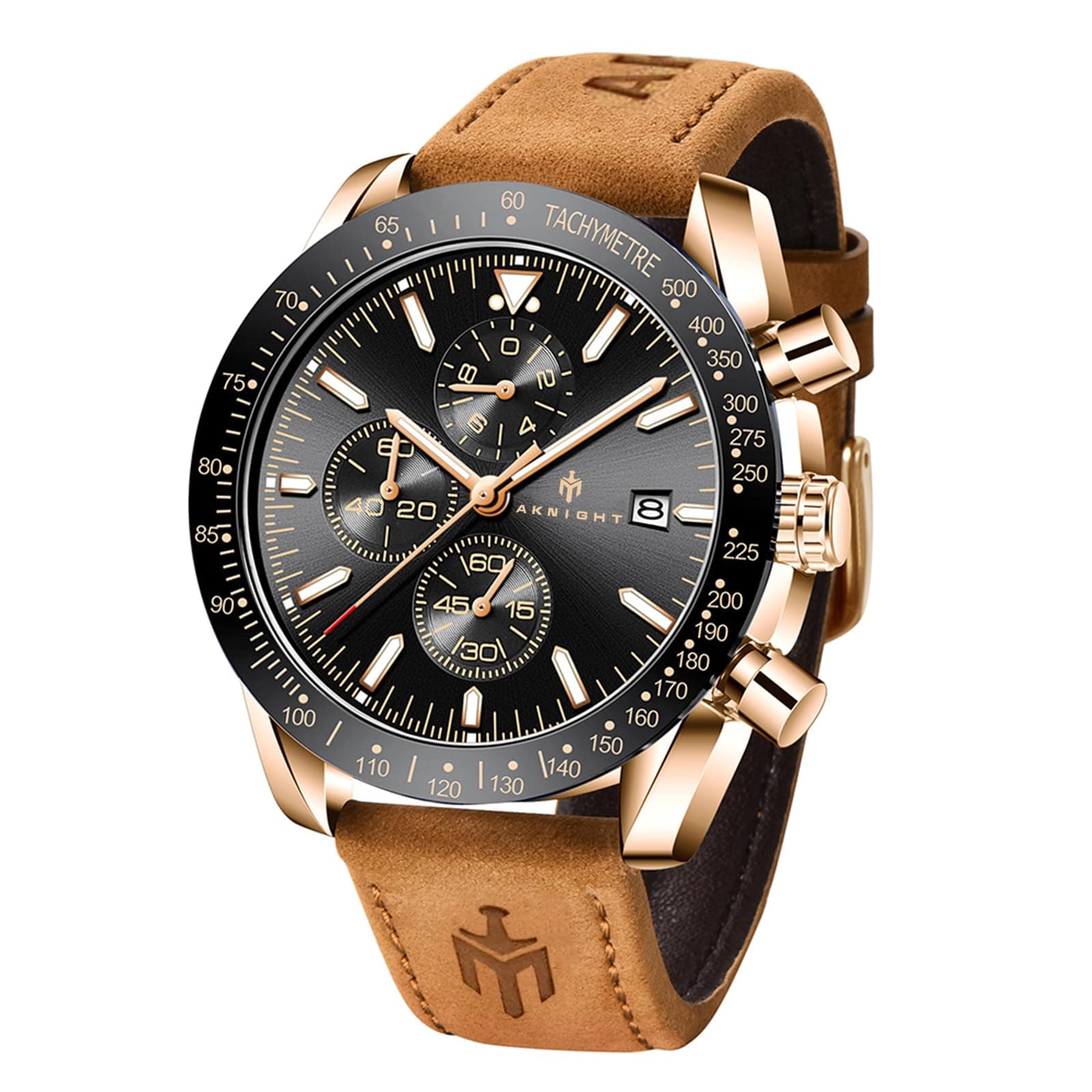 BENYAR - Stylish Wrist Watch for Men, Genuine Leather Strap Watches, Perfect Quartz Movement, Waterproof and Scratch Resistant, Analog Chronograph Business Watches