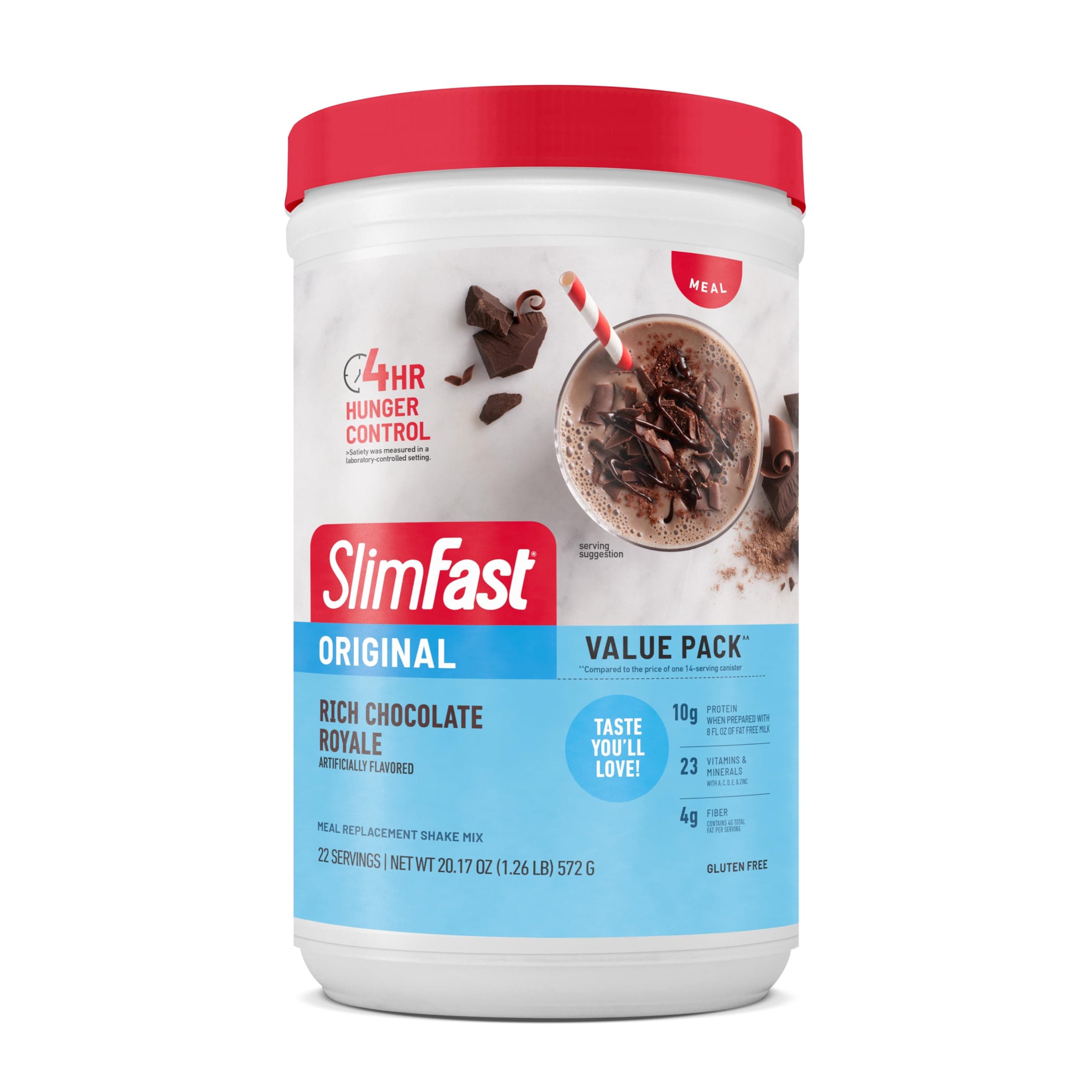 SlimFast Meal Replacement Powder, Original Rich Chocolate Royale, Weight Loss Shake Mix, 10g of Protein, 22 Servings