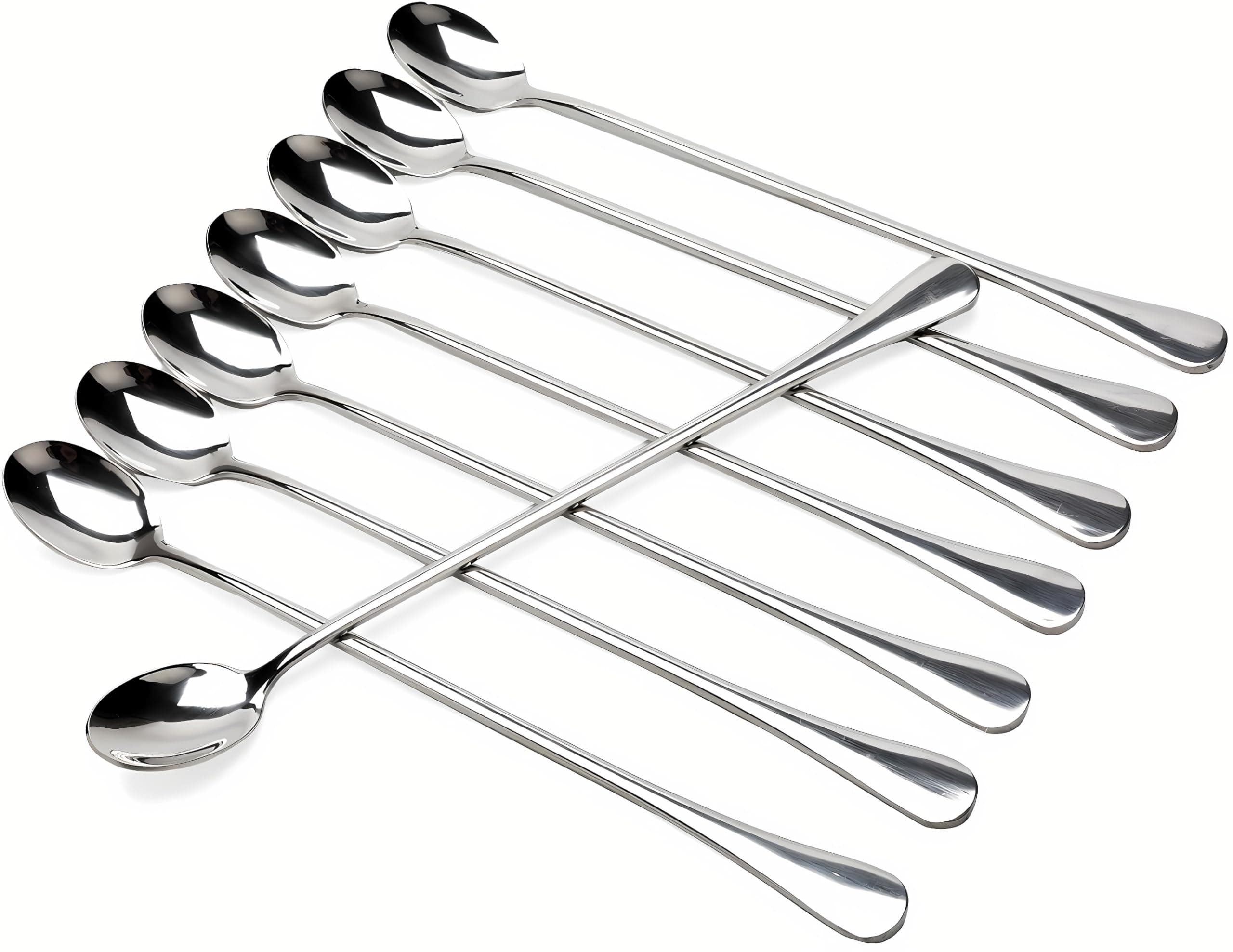 Long Handle Iced Tea Spoons, 9" 18/10 Stainless Steel Cocktail Stirring Spoons with Thickened Ergonomic Handle, Tall Coffee & Latte Stirrers, Dessert Spoon Set, Dishwasher Safe (9 IN)