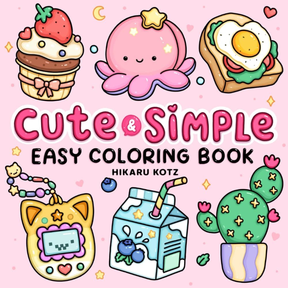 Easy: Cute & Simple Coloring Book for Adults and Kids