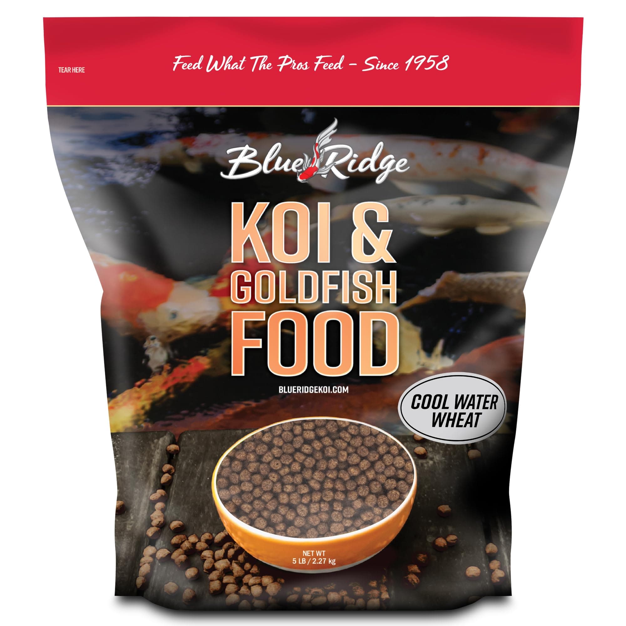 - Blue Ridge Koi Fish Food 5lb - Cool Water Wheat 3/16", Fall and Winter Floating Pond Pellets, Ponds Fish Food