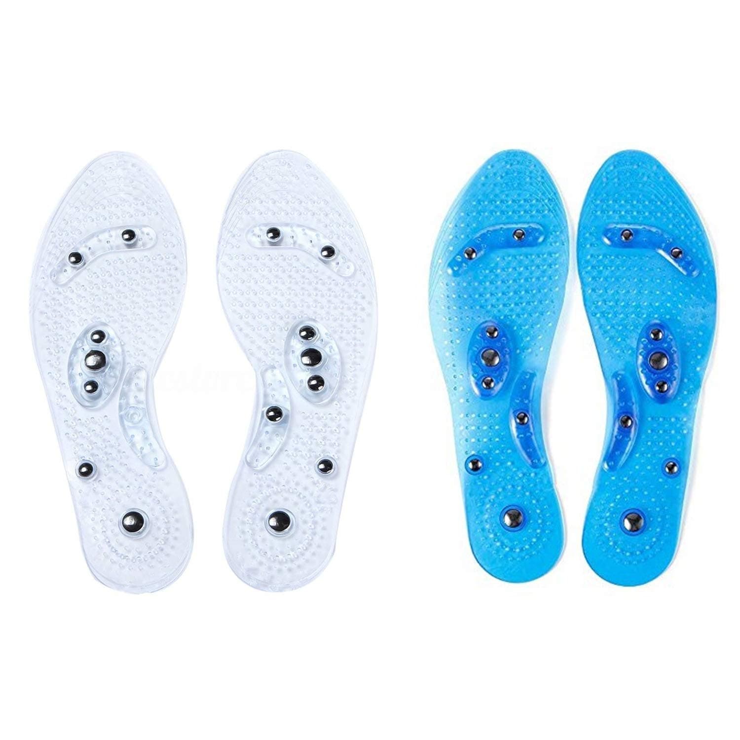 Massaging Insoles, Chiicol Acupressure Magnet Massage Foot Therapy Insole Foot Pain Relief Shoe Insole, Support Washable and Cuttable Fits All Men and Women (Two Pairs)