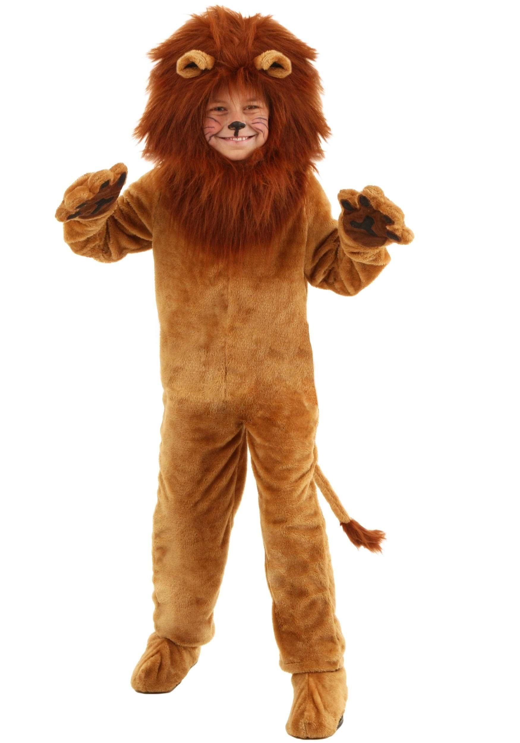 Kids Deluxe Lion Costume, Wild King of the Jungle Cat Safari Roar Mane Outfit for Dress-Up