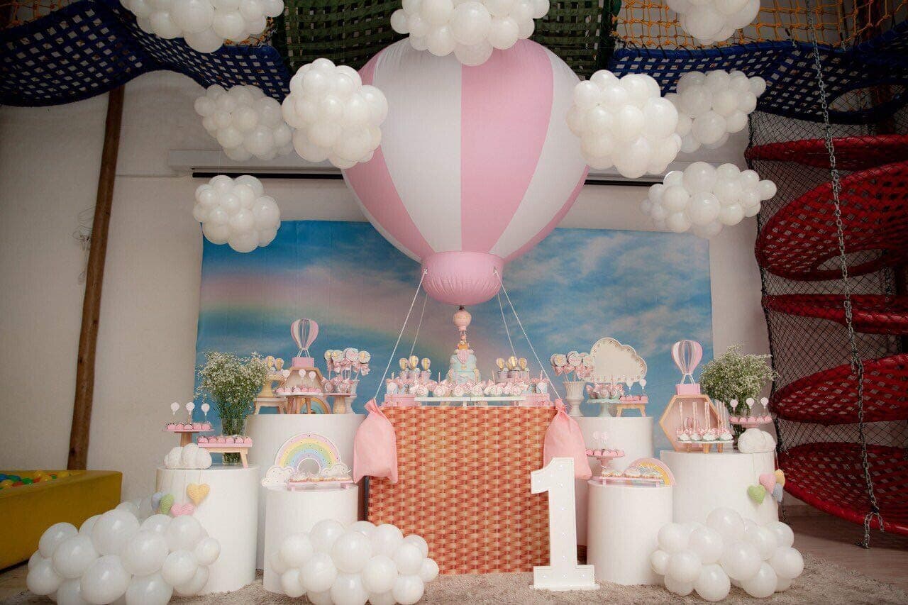 SAYOK 5ft PVC Half Hot Air Balloon Inflatable Baby Shower Party Balloon, Inflatable Hanging Balloon for Girls Baby Shower Decoration/Nursery/Kids Birthday/Event/Wedding/Show/Exhibitions