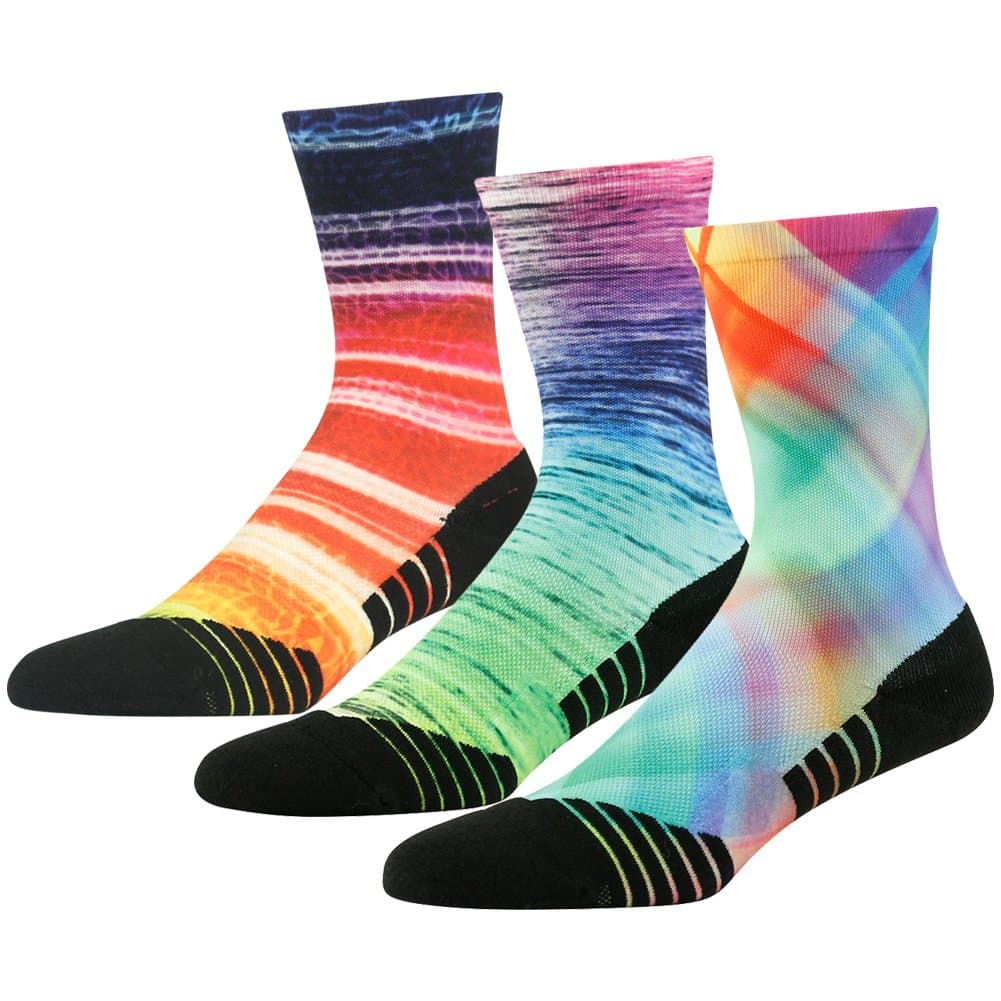 HUSO Unisex Fashion Digital Printing Sports Crew Hiking Socks 3, 4 Pairs