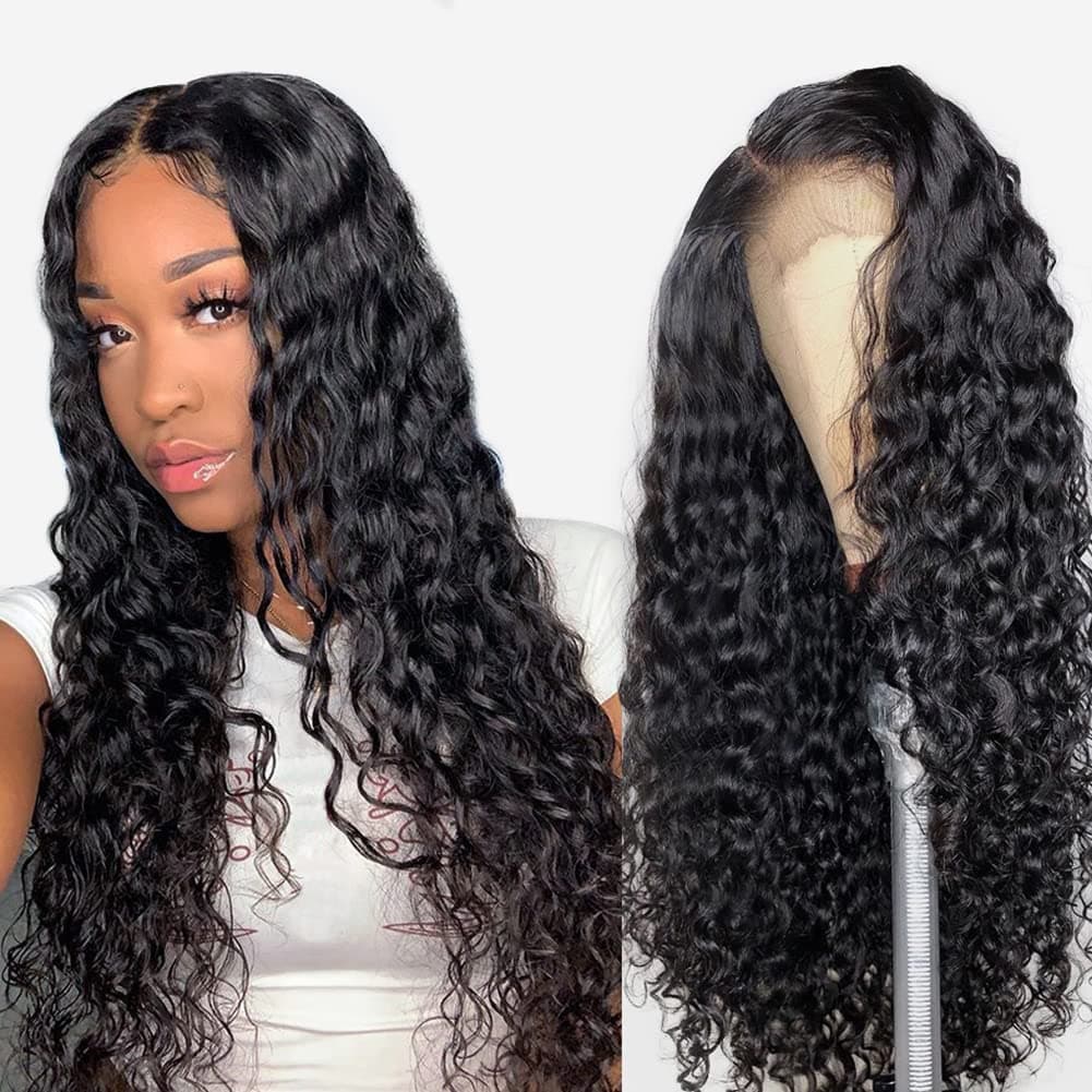 13×4 Lace Front Wigs Human Hair for Black Women 180% Density 9A Brazilian Water Wave Human Hair Wigs Pre Plucked with Baby Hair 14 inch