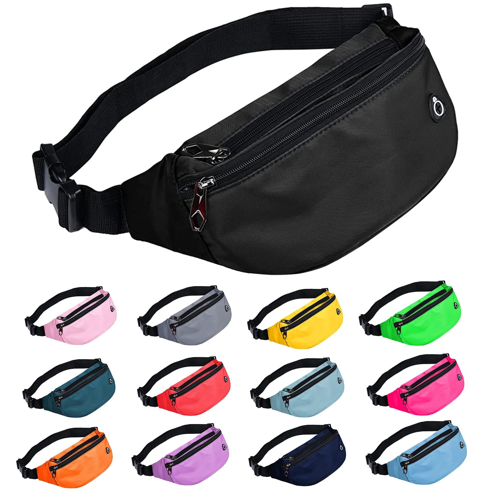 Fanny Packs for Men and Women, Waterproof Sports Waist Pack Bag for Travel Hiking Running Hands-free