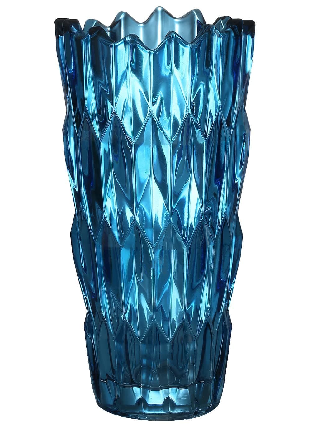 Blue Glass Vase, Decorative Flower Vase for Large Bouquets, Mantel and Shelf Display, Dining Table Centerpiece, Living Room, or Office Decoration, 10'' Tall