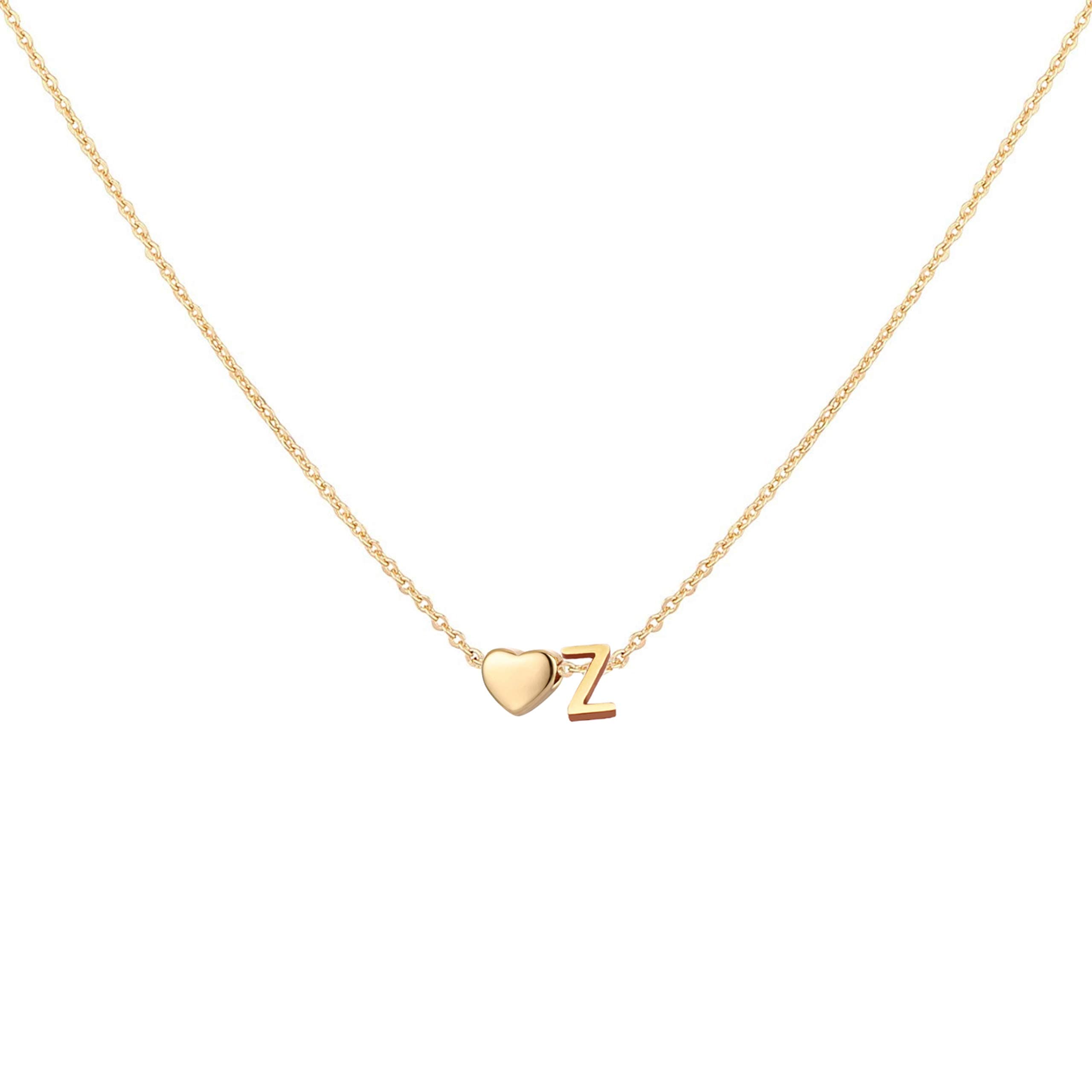 Initial Heart Necklace 18K Gold Plated Stainless Steel Tiny Heart Letter Necklace Personalized Monogram Name Necklace for Women