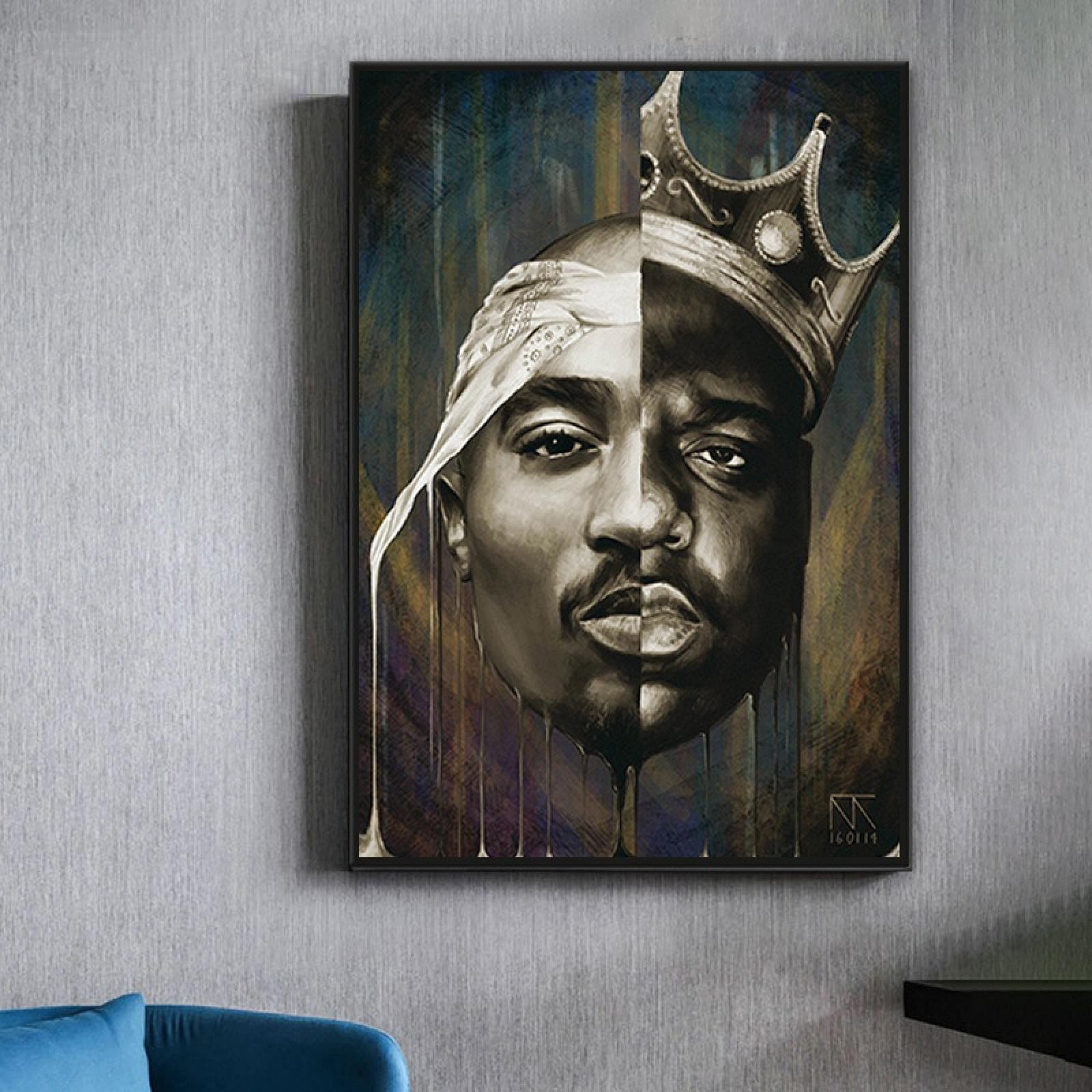 Rapper King Tupac Shakur Art Posters and Prints Canvas Painting Notorious B.I.G Biggie Smalls 2 PAC Wall Picture Bedroom Decor(No Frame) 4060cm