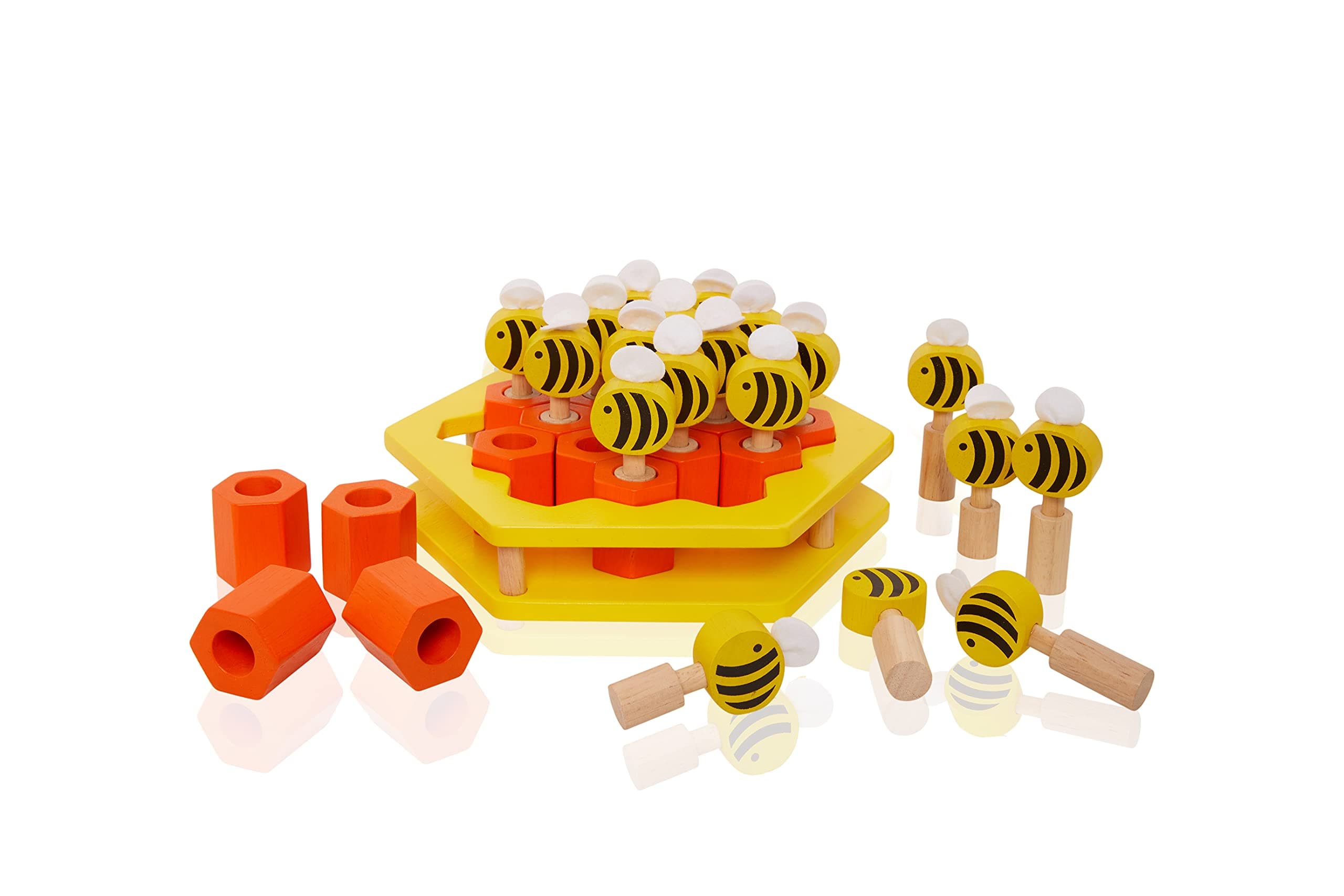Memory Matching Game, Wooden Beehive Hexagon Puzzle Game for 3 Years Plus