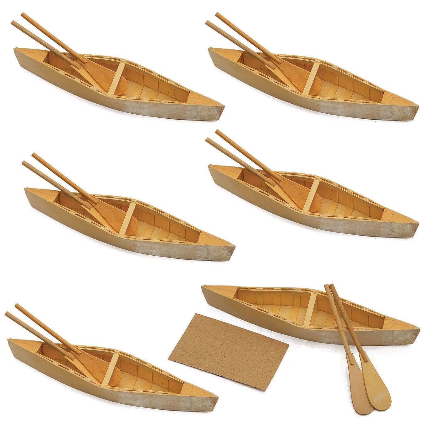 Wood Canoes w/Paddles, Unfinished, Decorate w/Paint, Markers or Stain-sold separately, Native American Craft, Multicultural, Nature Craft, for Kids, School, Camp, 11-1/2"Lx2"W. Pack of 6