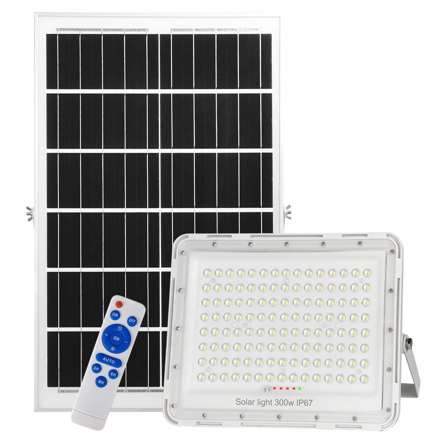 300W LED Solar Flood Lights,24000Lumens Street Flood Light Outdoor IP67 Waterproof with Remote Control Security Lighting for Yard, Garden, Gutter, Swimming Pool, Pathway, Basketball Court, Arena