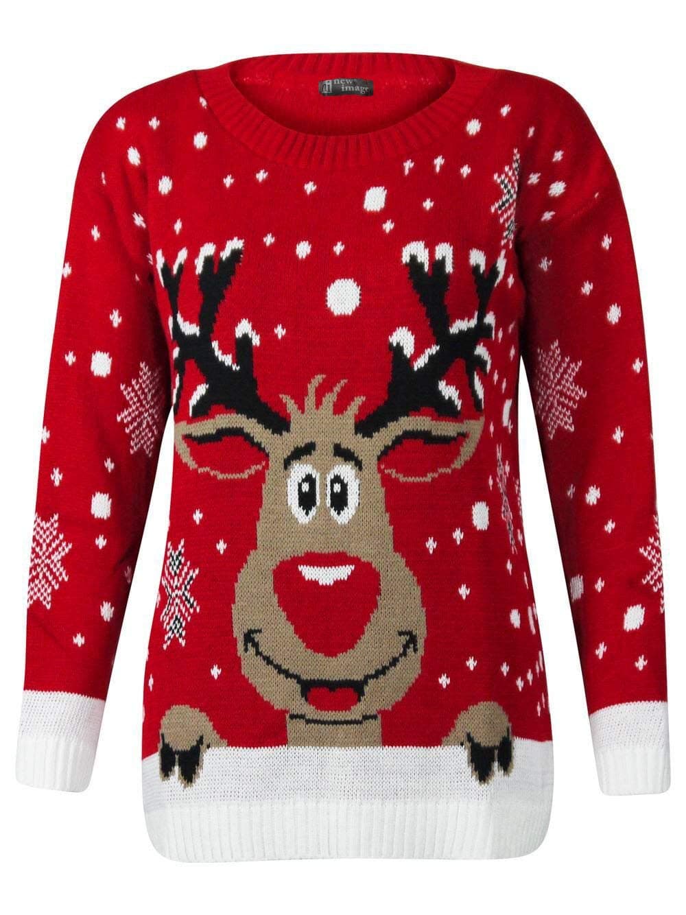 Divadames® Womens Cheeky Reindeer Xmas Jumper Ladies Rudolph Christmas Jumper Christmas Novelty Jumper Top