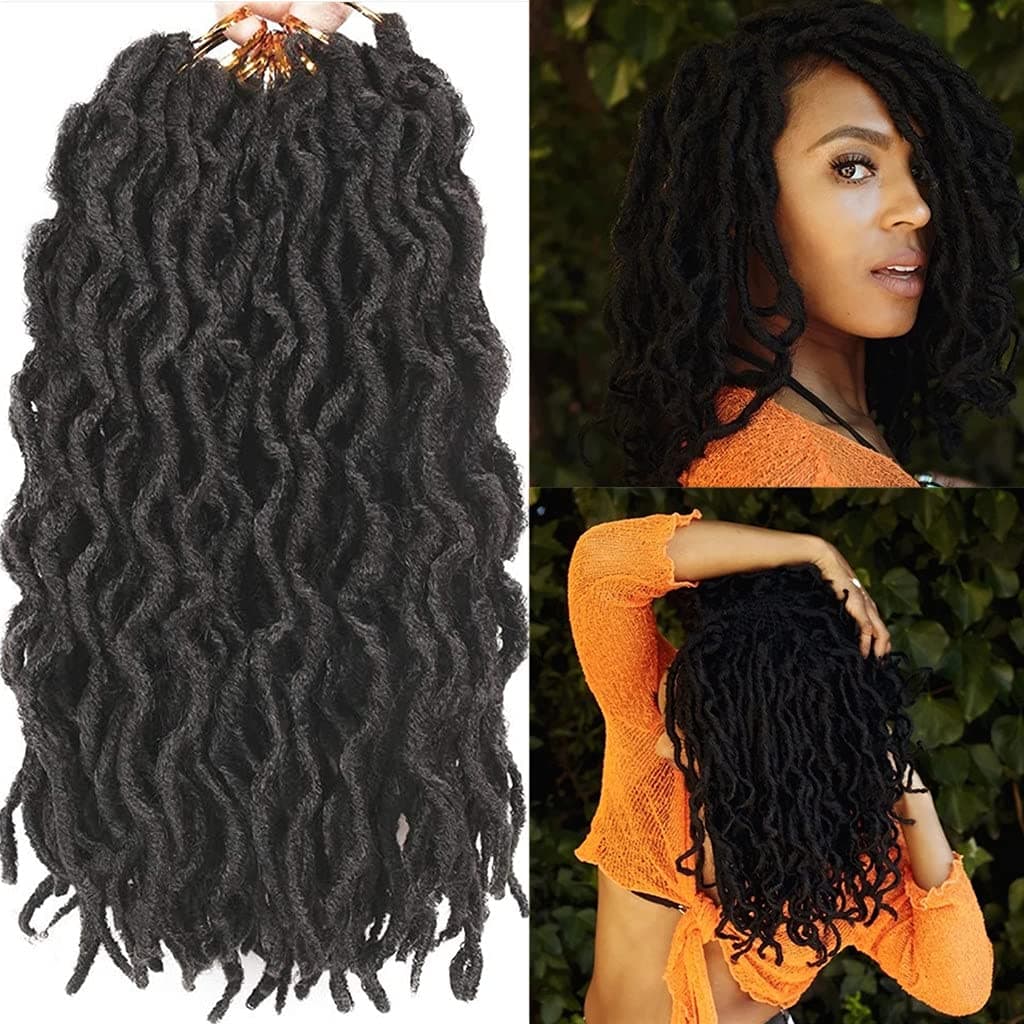 LEEONS 6Packs/Lot 12'' Bo Locs Wavy Faux Locs Crochet Synthetic Braiding Hair Pre-loop Crochet Braids Soft Curly Faux Locs Hair Extensions Braids Dreadlocks 20Roots/PCS(12inch,Dark Brown)