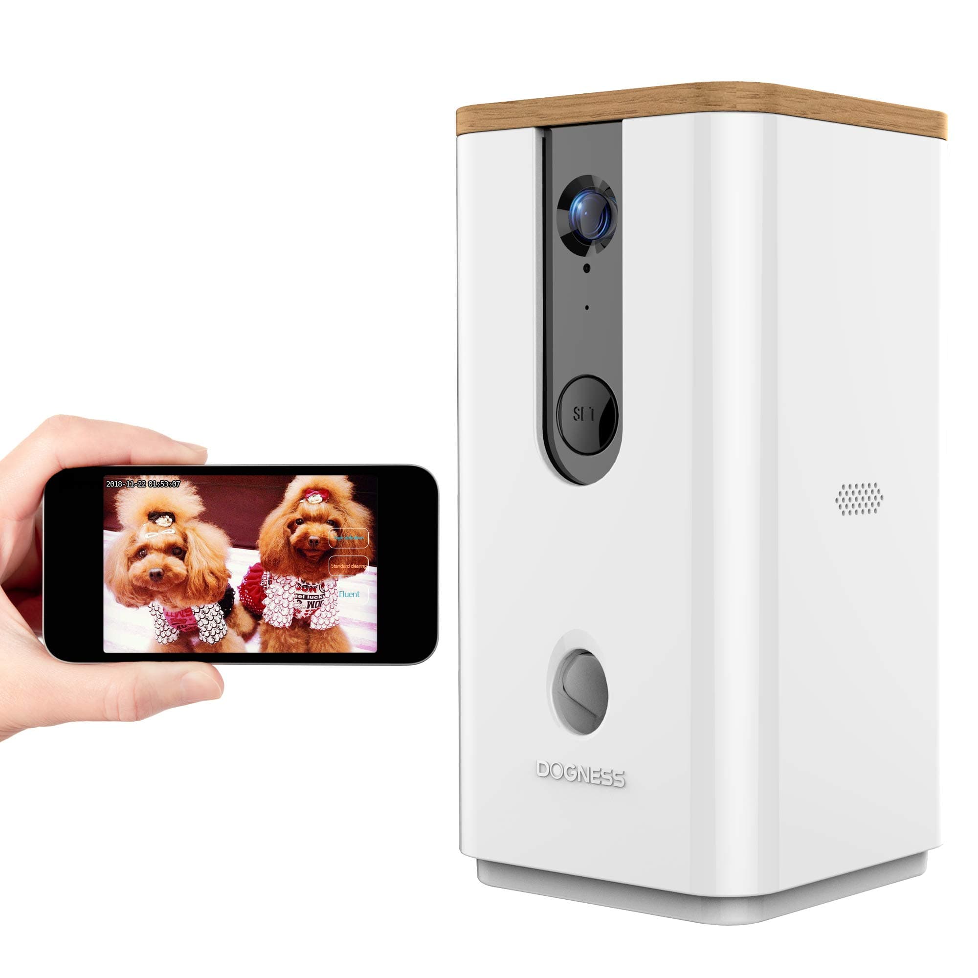 DOGNESS Dog Camera Treat Dispenser,HD Video WiFi Pet Camera with 2-Way Audio and Night Vision,Monitor Your Dogs and Cats