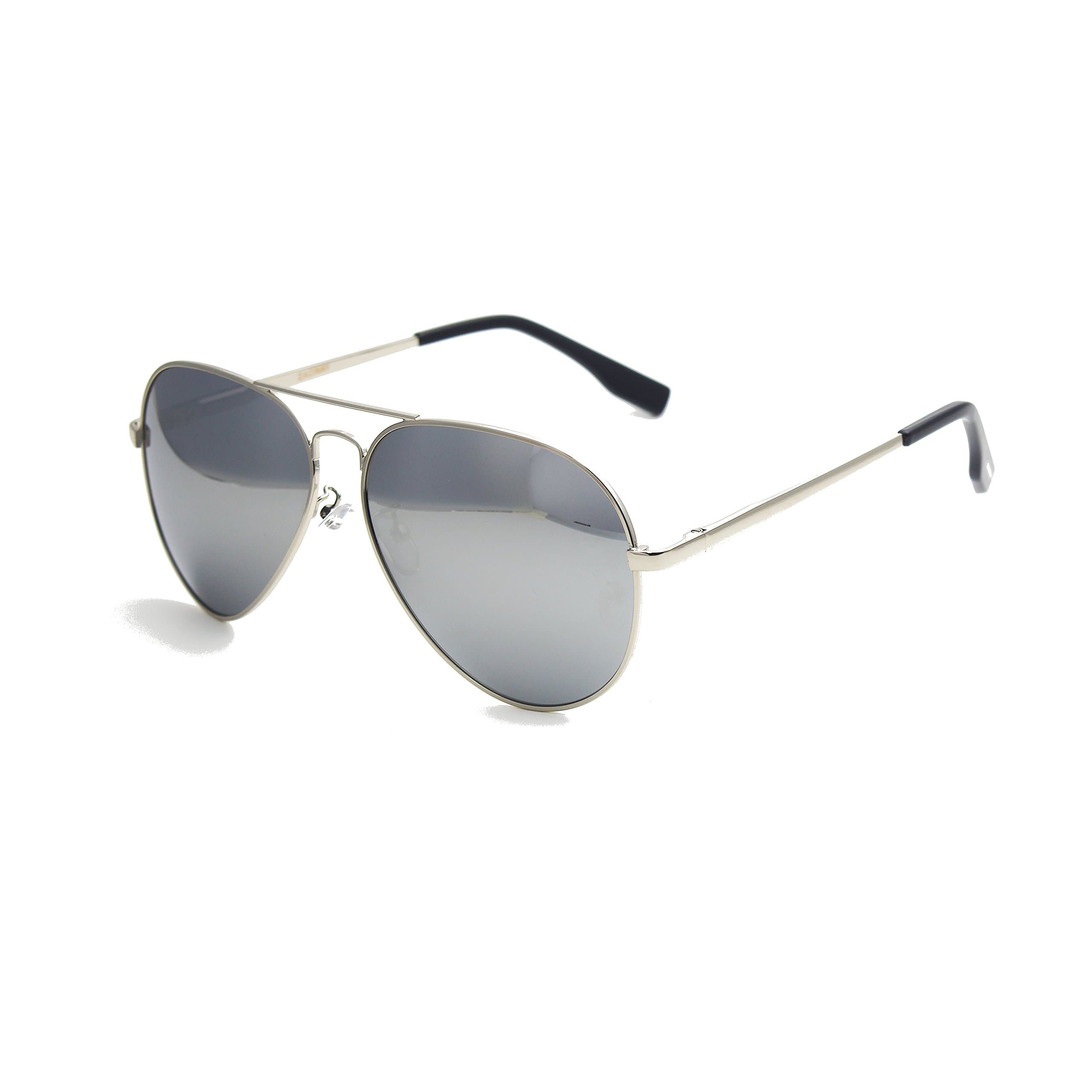 Zacway Polarized Spring Hinges Metal Aviator Sunglasses For Men Women UV400 58mm (Silver Frame/Mercury Lens, 58)