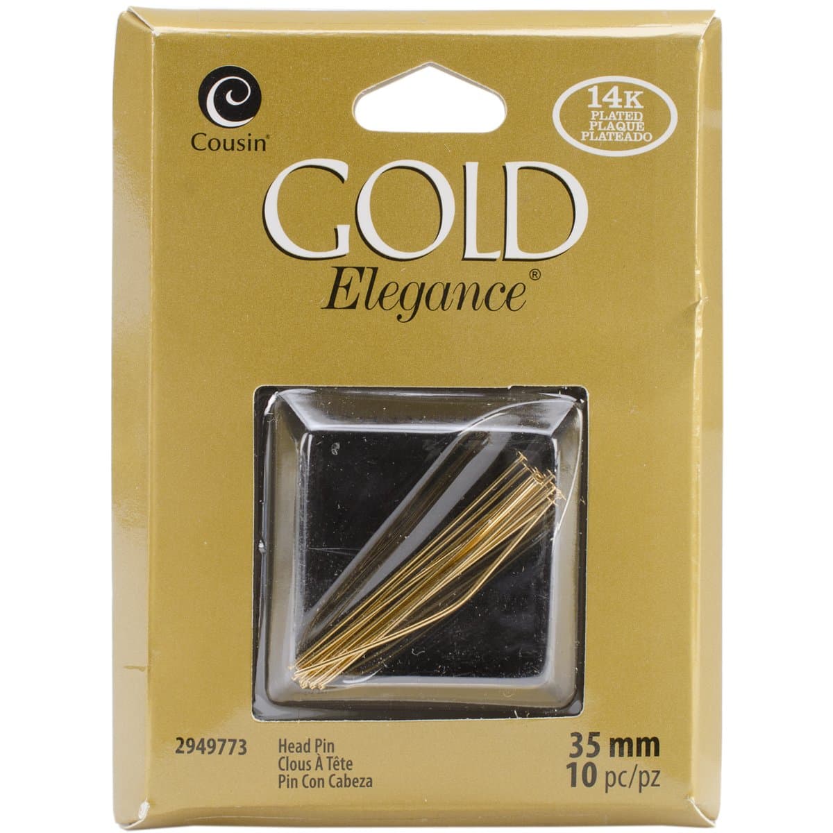 Cousin Gold Plated Metal Head Pins