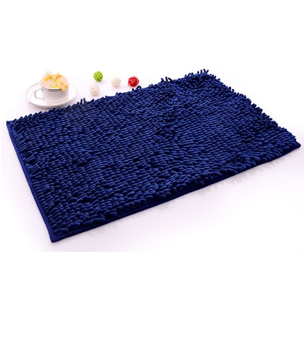 GLF Non-Slip Bath Mat Microfiber Bathroom Mats Shower Rugs, 16" 24",Dark Blue