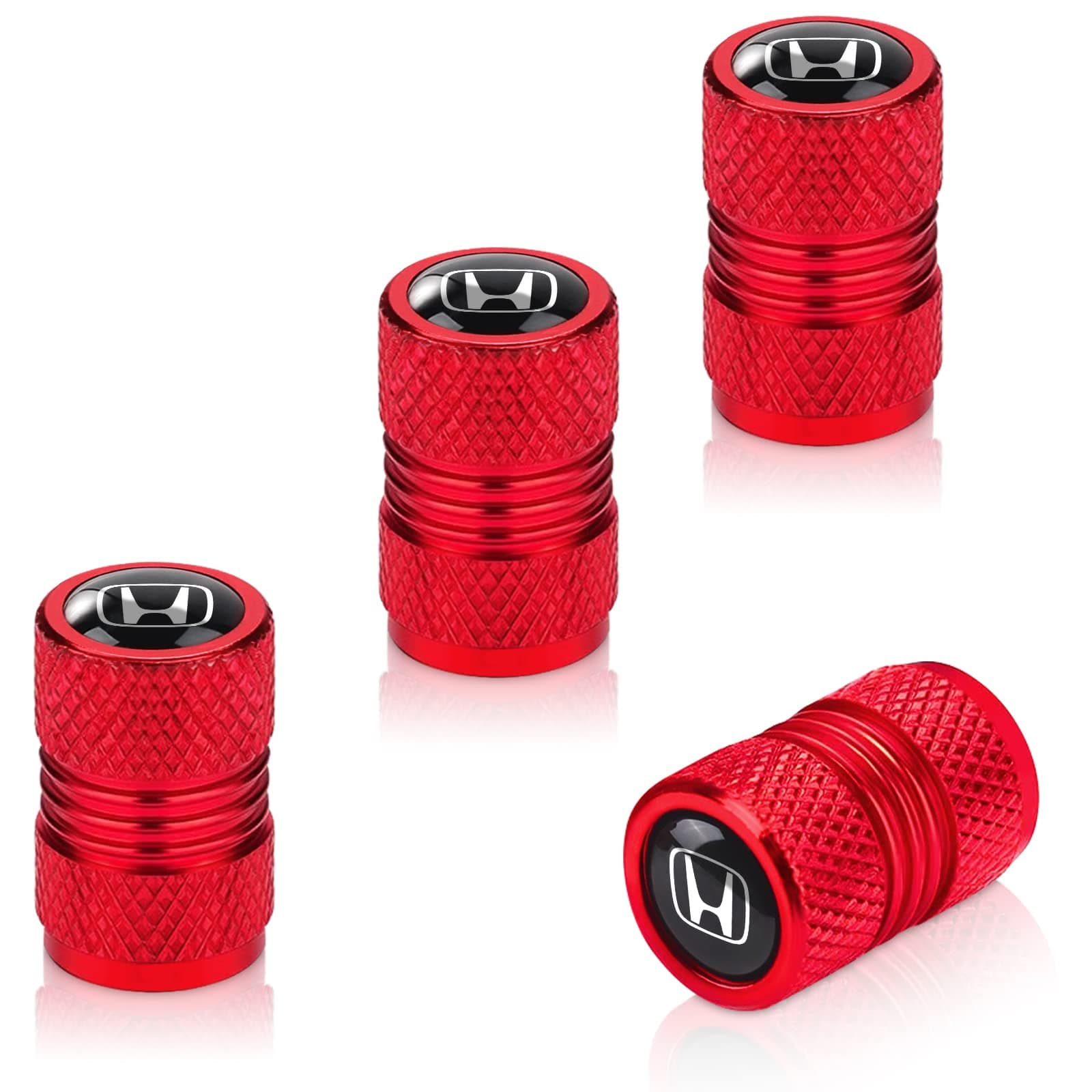 4 Pieces Red Car Wheel Tire Valve Stem Cover-Auto Valve Stem Caps Suitable for Honda Civic CR-V CRV Accord Pilot LX EX EX-L Touring Metal Styling Decoration Accessories