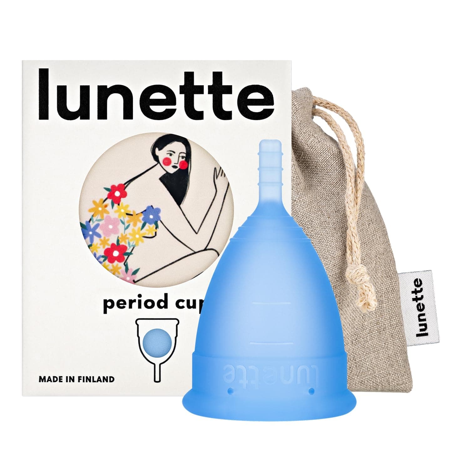 Menstrual Cup Reusable BPA Free Period Cup with 12-Hour Leak Free Comfort - Soft 100% Medical-Grade Silicone - Eco-Friendly Pad & Tampon Alternative – Vegan - Made in Finland - Size 2 Blue