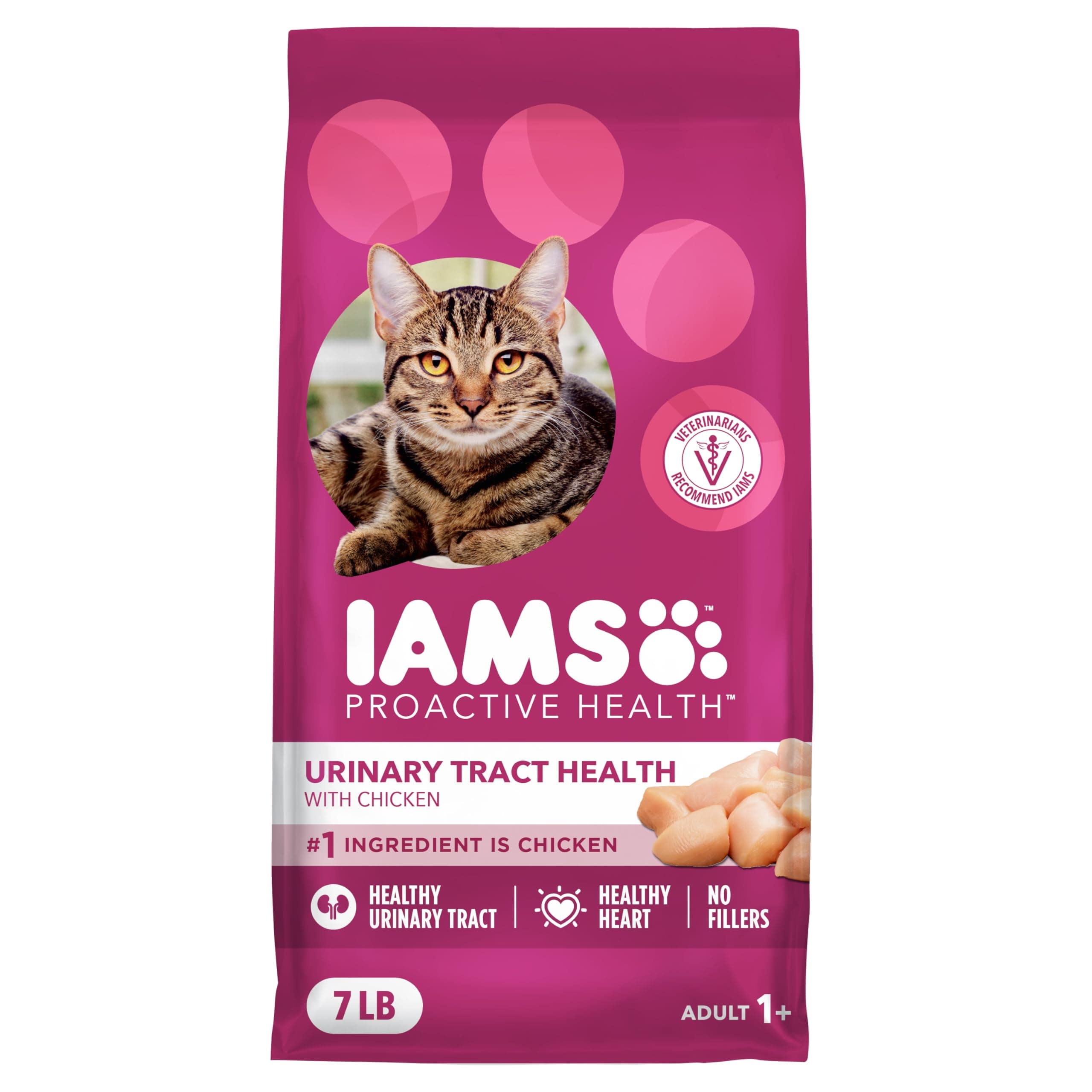 IAMS Proactive Health Dry Cat Food, Urinary Tract Health, Adult Cat Food Dry Recipe with Chicken, 7 lb. Bag