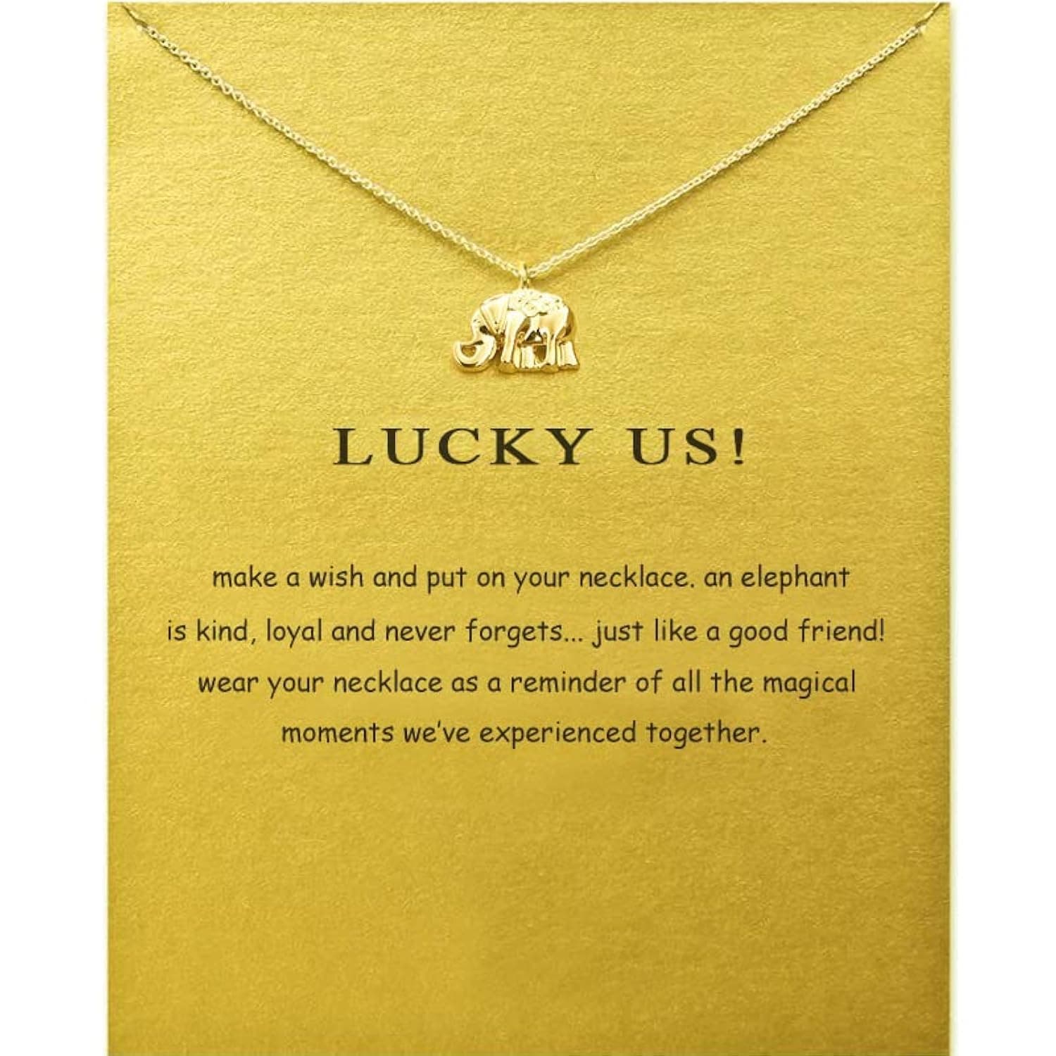 Friendship Key Sun Compass Anchor Necklace Good Luck Elephant Pendant Chain Necklace with Message Card Gift Card