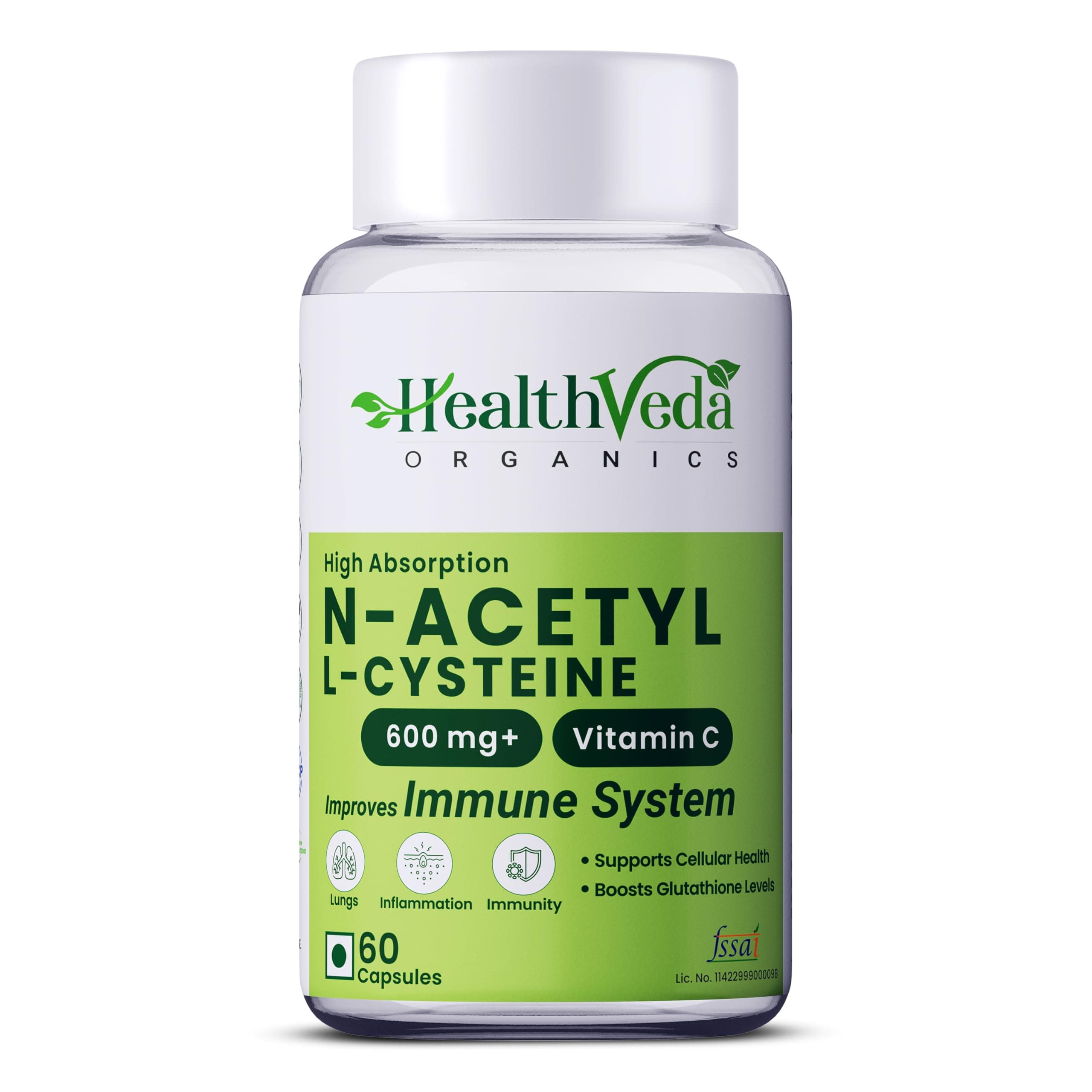 - Health Veda Organics N-Acetyl L-Cysteine (NAC) 600 mg | 60 Veg Capsules| Lung,Respiratory Support & Antioxidant Supplement