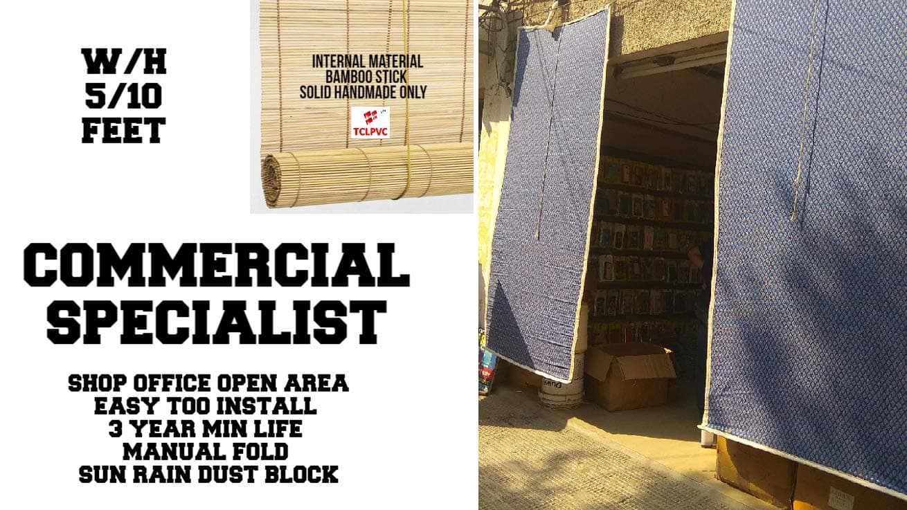 Commercial Special 5/10 ft Bamboo Roll Up Blind Wooden Chicks One Side Cloth Sun Rain Storm Dust Protect Window Curtains (Brown)