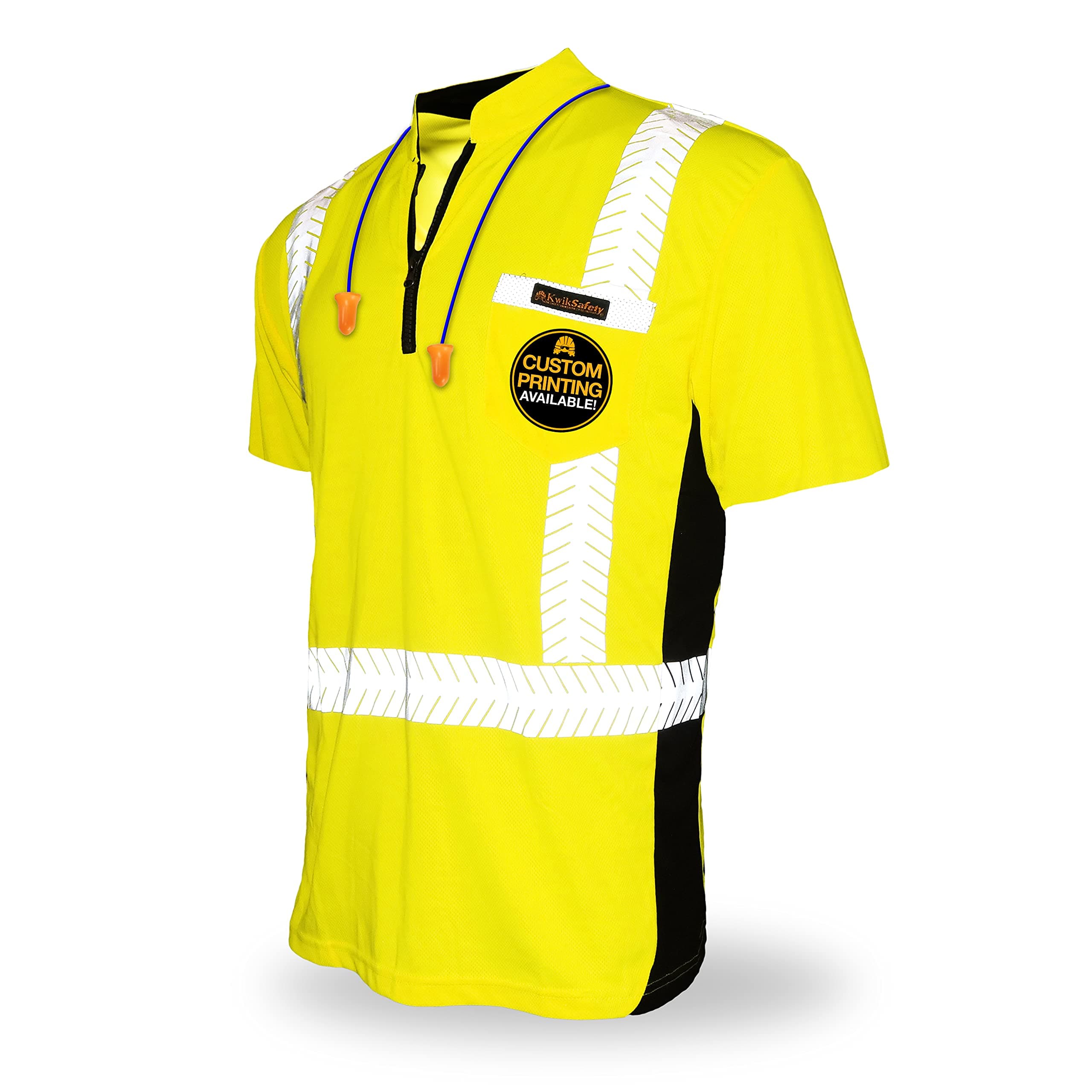 KwikSafety (Charlotte, NC Premium Short Sleeve Safety Shirts [Crew Neck, Button & Zip Collar] Class 2 ANSI Tested OSHA