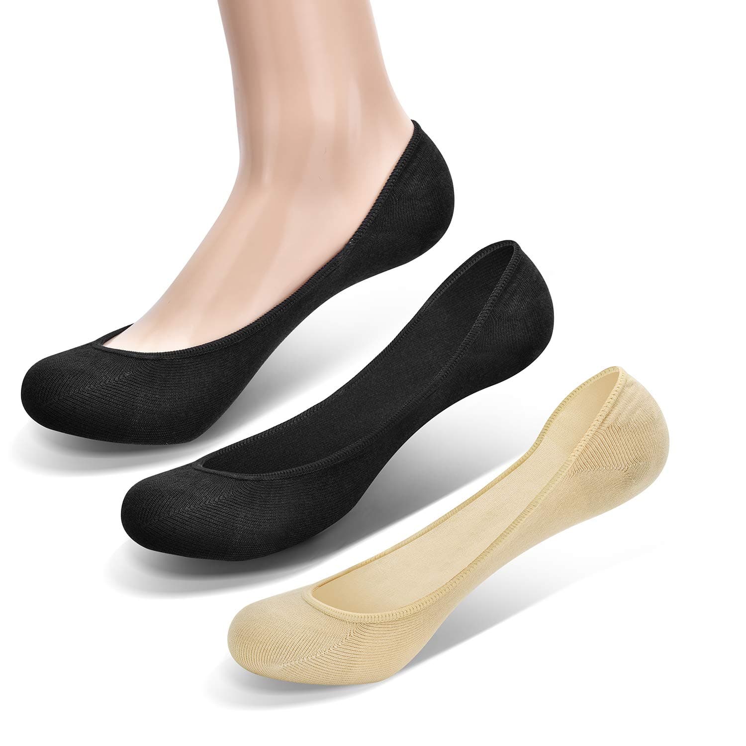 Closemate6 Pairs Women No Show Socks Invisible Ultra Trainer Socks for Women Ladies Cotton Low Cut Non-Slip with Silicone Strips