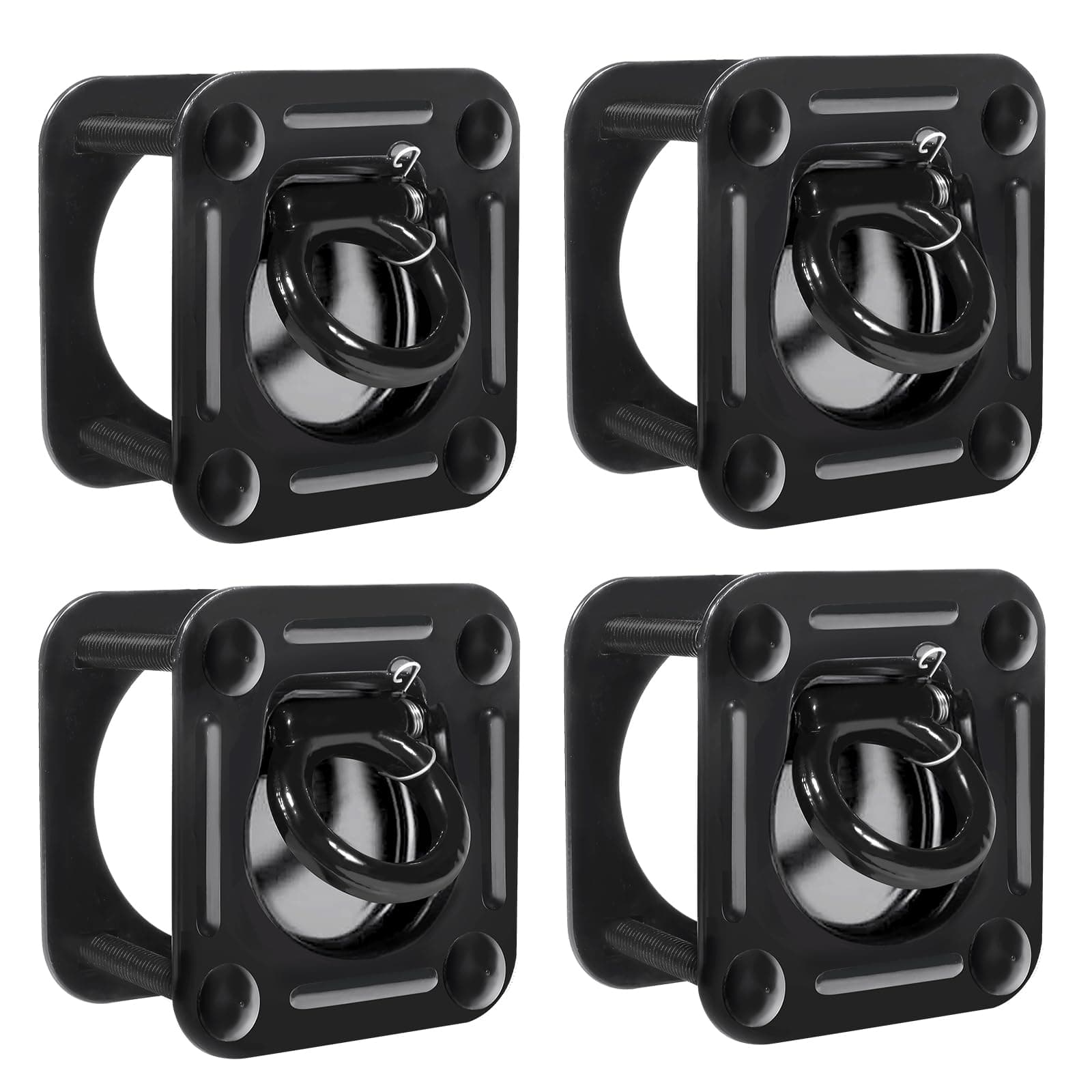 1/2"" Recessed D-Ring Tie Down Anchors 4 Pack (6000 lbs Capacity), Heavy Duty Trailer Tie Down Hooks for RV Campers Vans ATV SUV Boats Motorcycles, Black, APTDA002